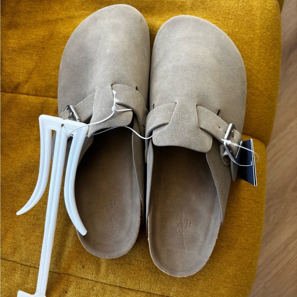 Universal Thread Taupe Suede Buckle Clogs