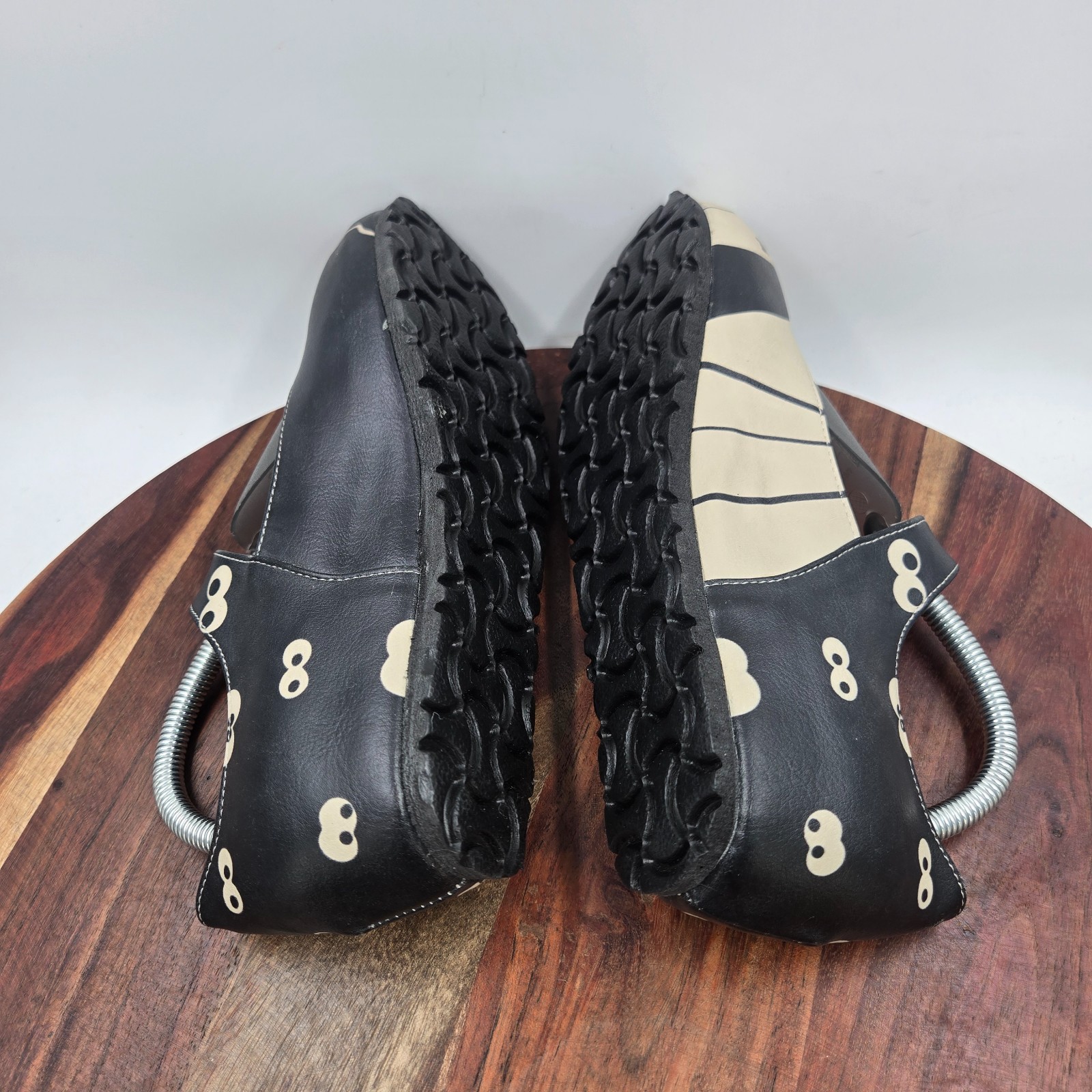 Goby Mary Jane Shoes Womens 39 / 8.5 Black Beige Vegan Halloween Skeleton Loafer