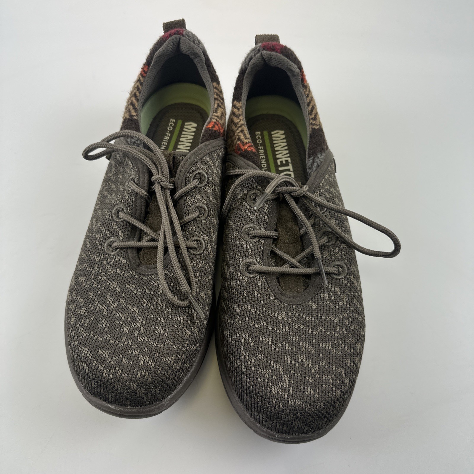 Minnetonka Eco Anew Sneaker Morel Limited Edition Brown Knit Fabric Womens 6.5