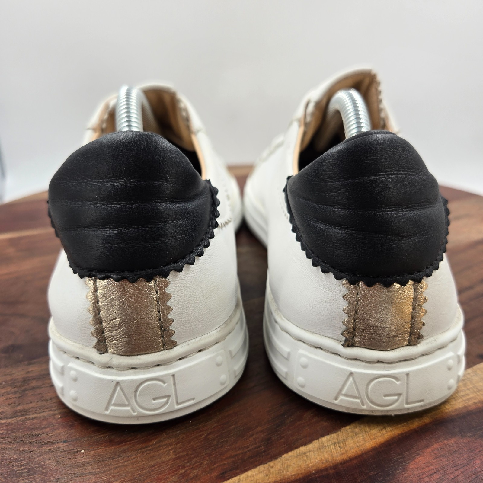 AGL Sade Shoes Womens 41.5 / 11.5 White Tan Suede Leather Low Top Casual Sneaker