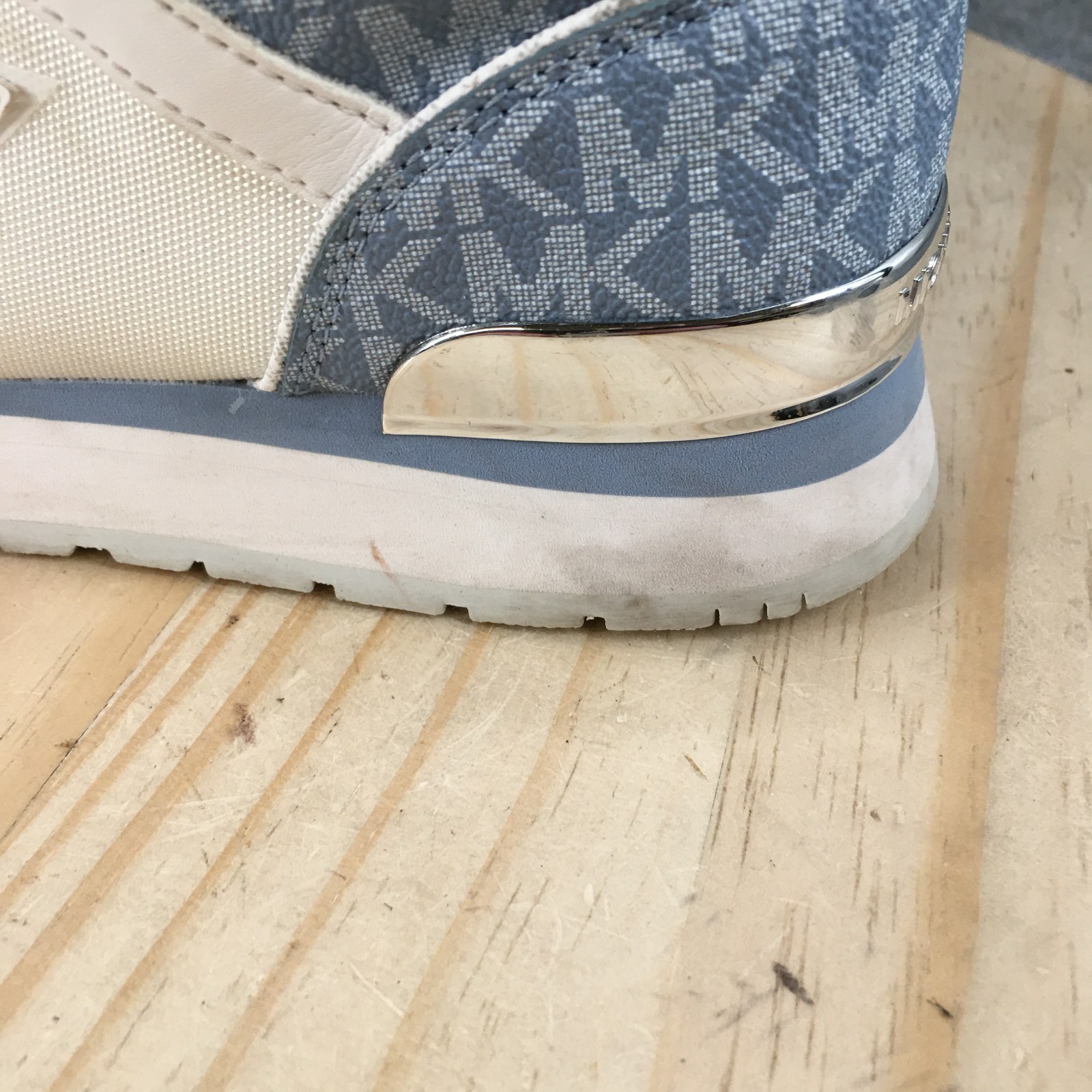 Michael Kors Maddy Shoes Womens 9 M Lace Up Trainer Sneakers Blue White Low Top