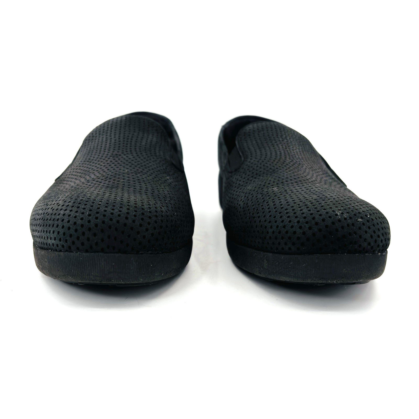 Womens 9 FitFlop SuperSkate Slip On Black Leather Loafers Shoes C27-001