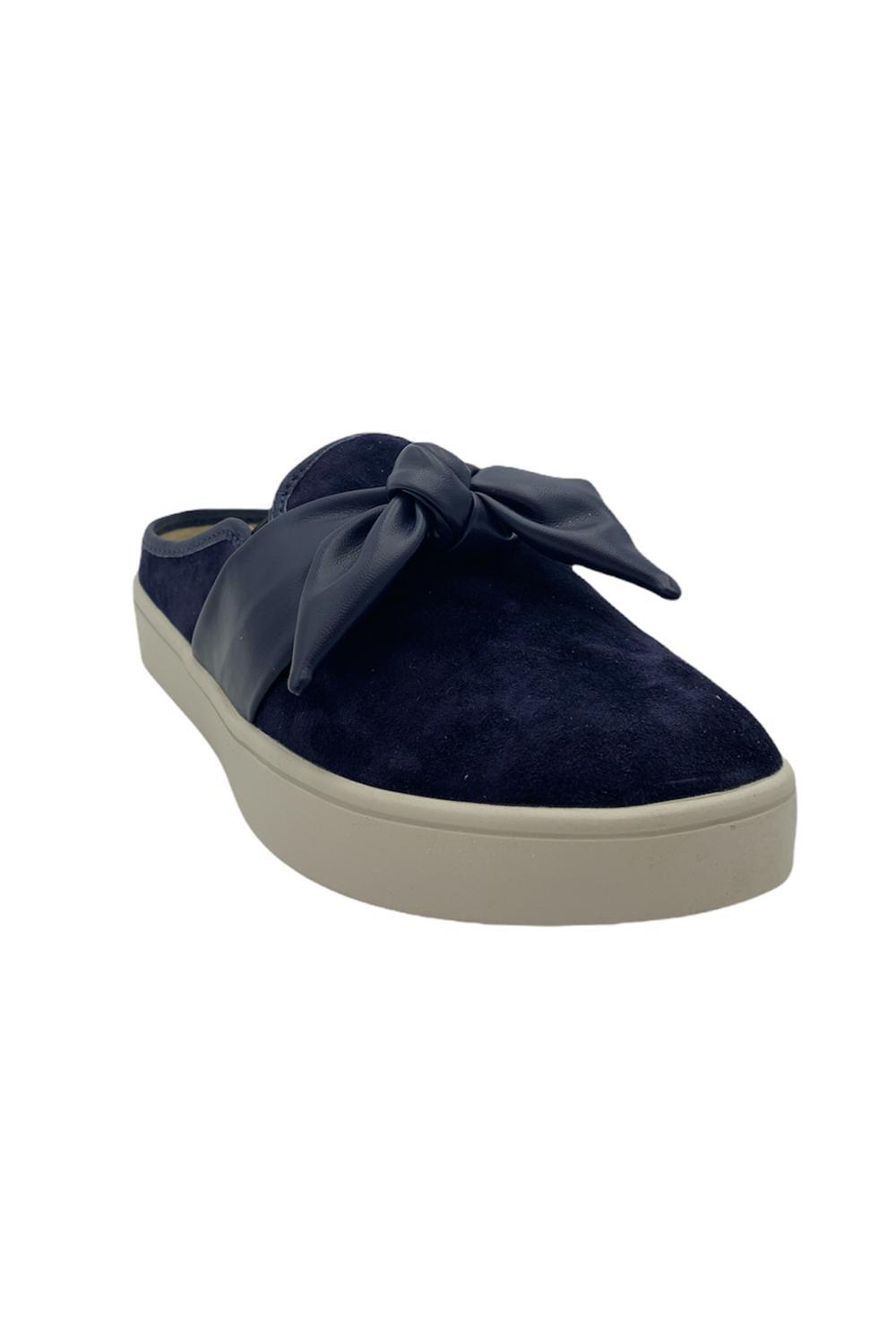 Spenco Orthotic Suede Bow Mules Barbados Dove Peacoat
