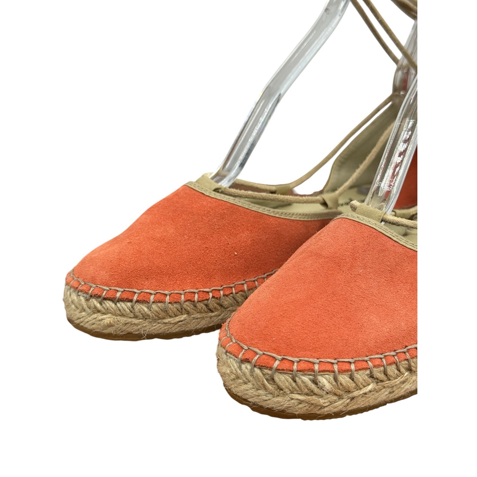 Free People Marina Espadrille Womens SZ 39 Coral Ankle Lace Up Boho Whimsy Suede