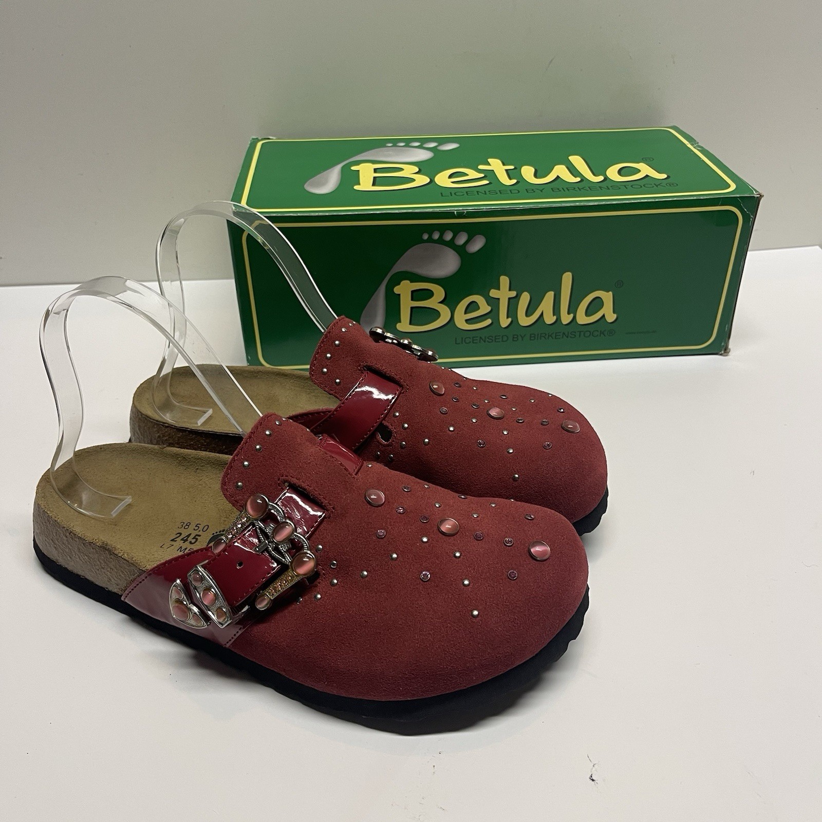 Betula Birkenstock Rocko Cranberry Womens 7 Bejeweled NIB