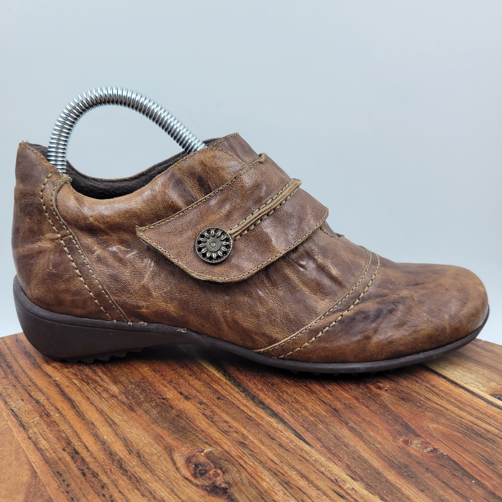 Munro Loafer Shoes Women’s 6.5M Brown Leather Distressed Comfort Wedge Lined