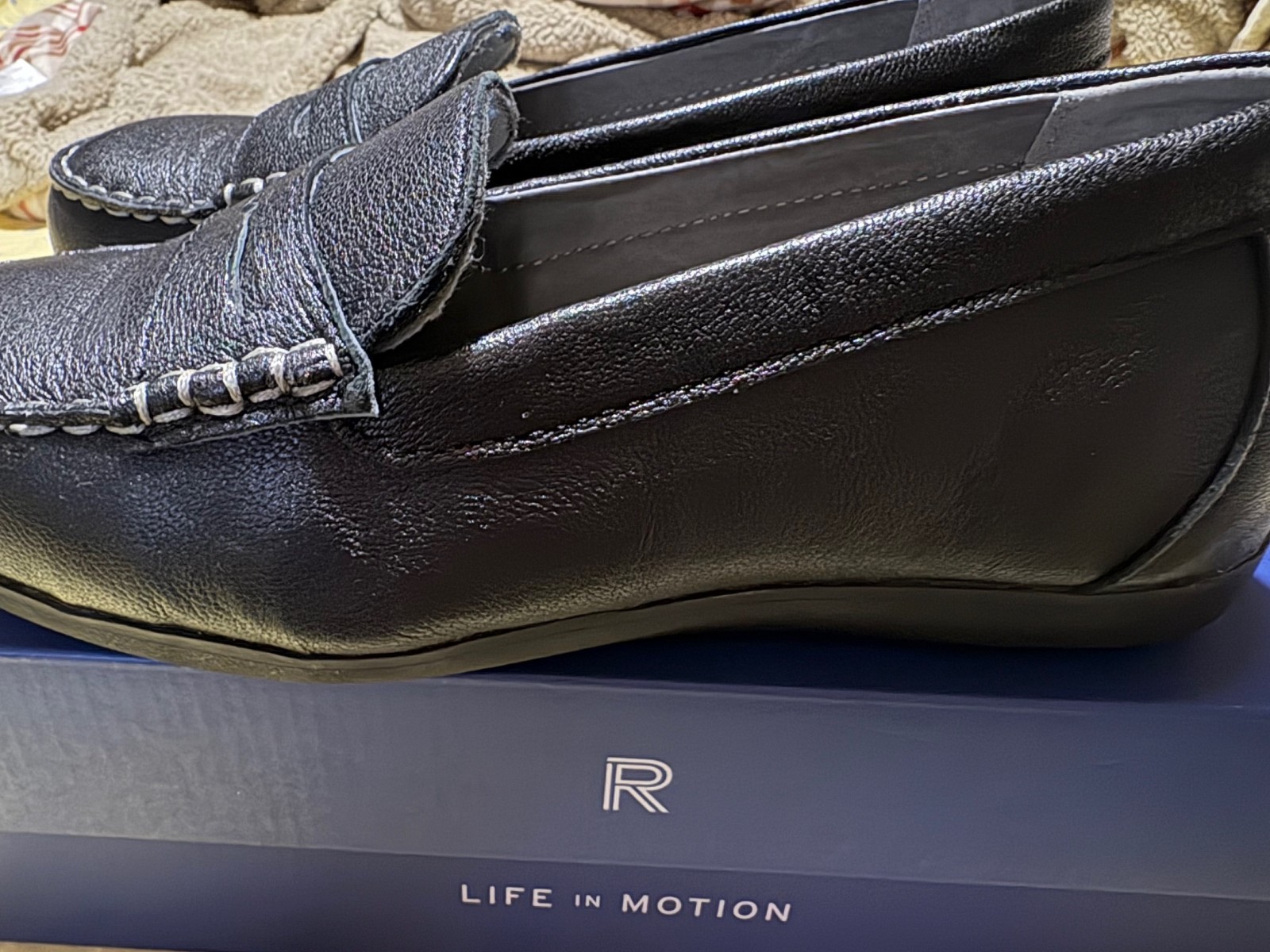 Rockport Works Black Leather Slip On Loafers Size 8 M