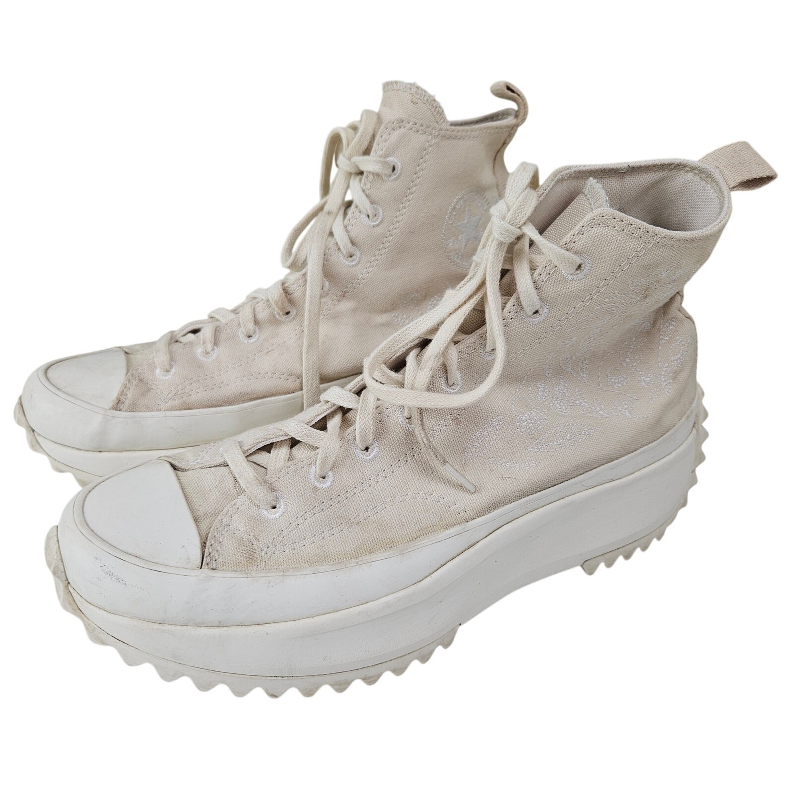 Converse Run Star Hike Embroidered Canvas Platform High Top Women 12 Ivory Lug