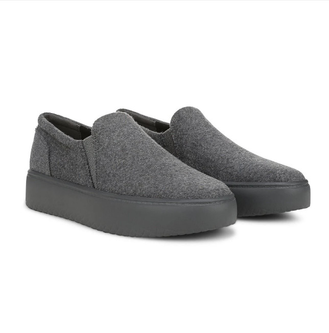 NEW VIONIC Ellen Platform Slip On Sneaker, Dark Grey Wool Flannel