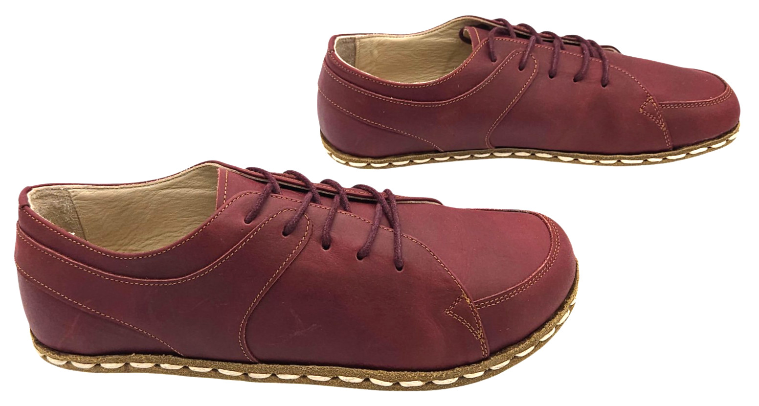 Nefes Shoes Womens 10.5 Grounding Earthing Leather Copper Plug Handmade Maroon