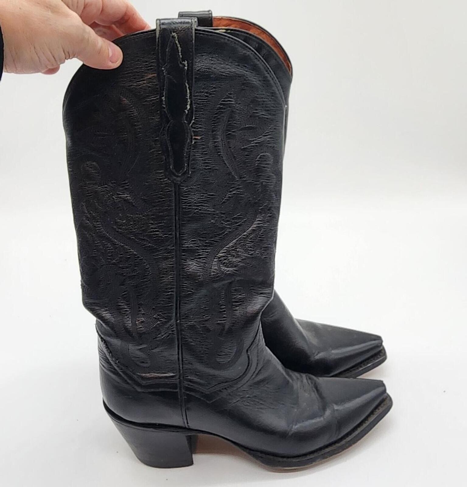 Dan Post black cowboy boots 6.5 western cowboy tall boots