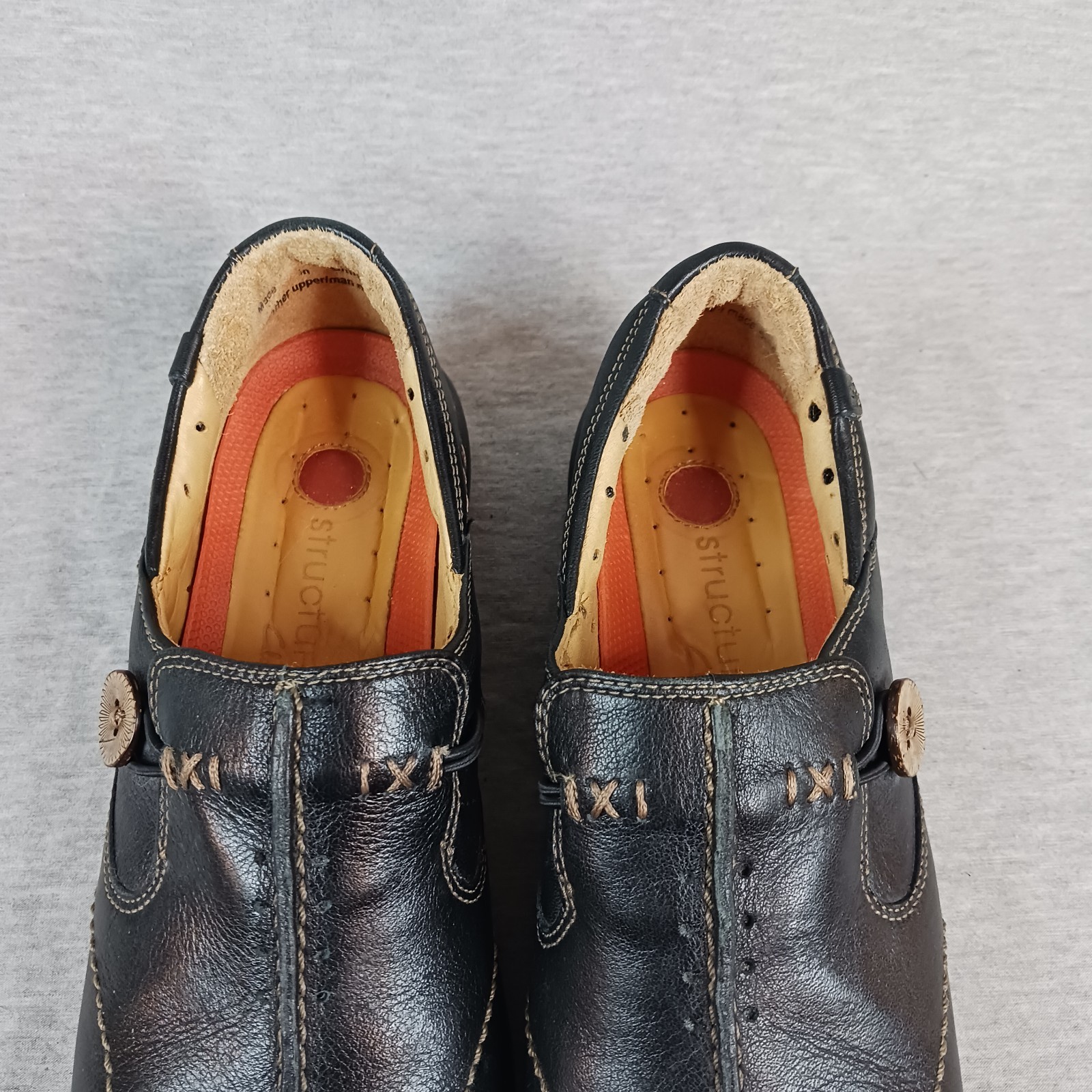 Women’s Size 7 N Clarks Unstructured Unloop Slip On Shoes Black Leather Pebble