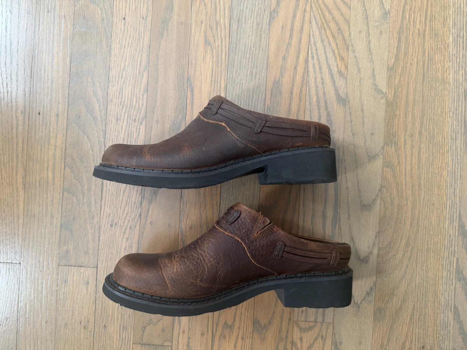 Roper Womens Size 8.5 Brown Leather Slip On Casual Western Cowboy Mule Shoes
