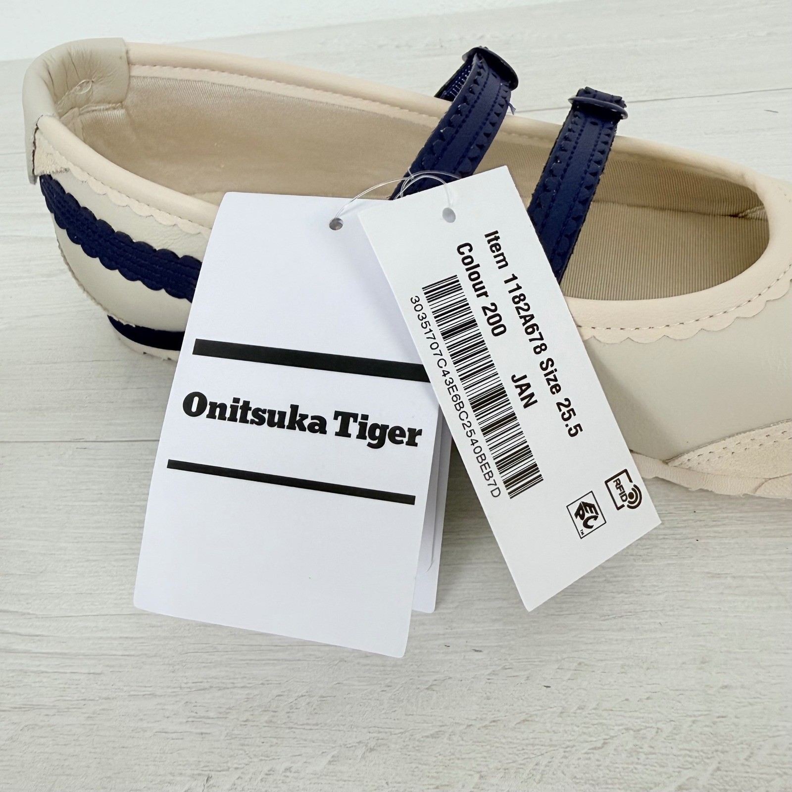 Onitsuka Tiger Mexico 66 TGRS Mary Jane Sneakers Women 8.5 Cream Navy NEW