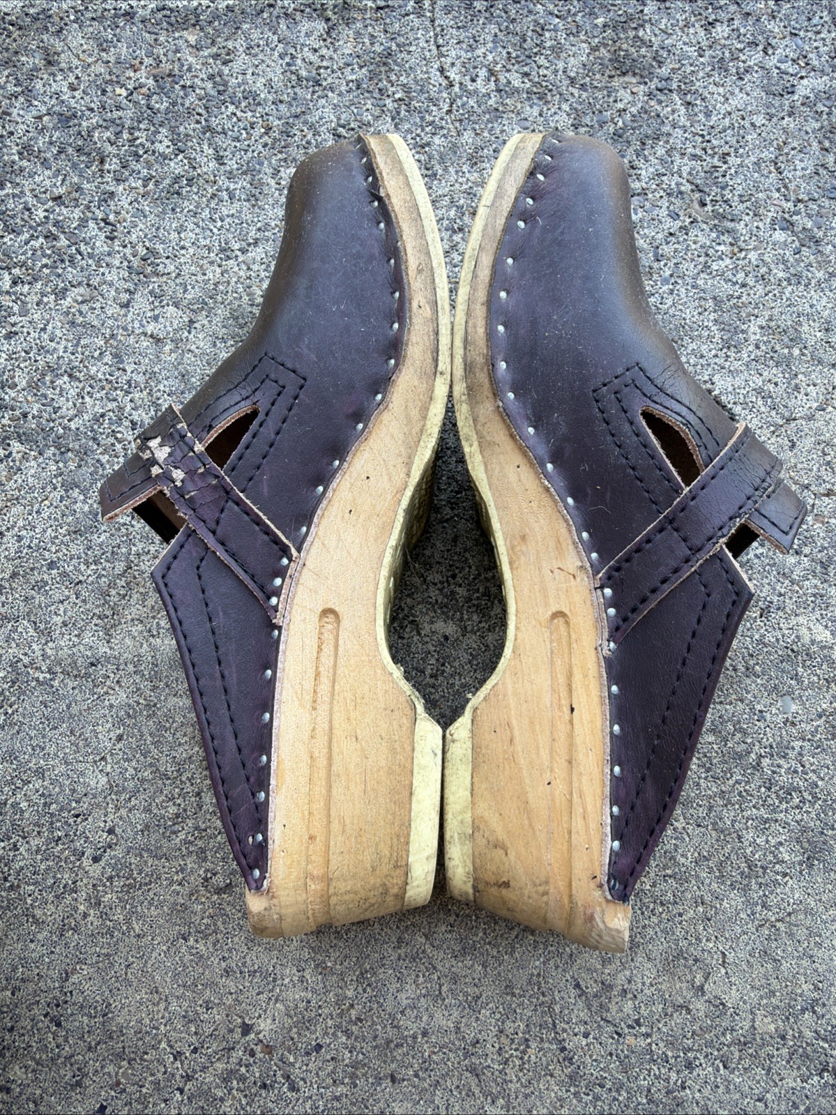 Bastad Original Sweden Wood Leather Painted Clog Dark Purple 40 US 9 /9.5