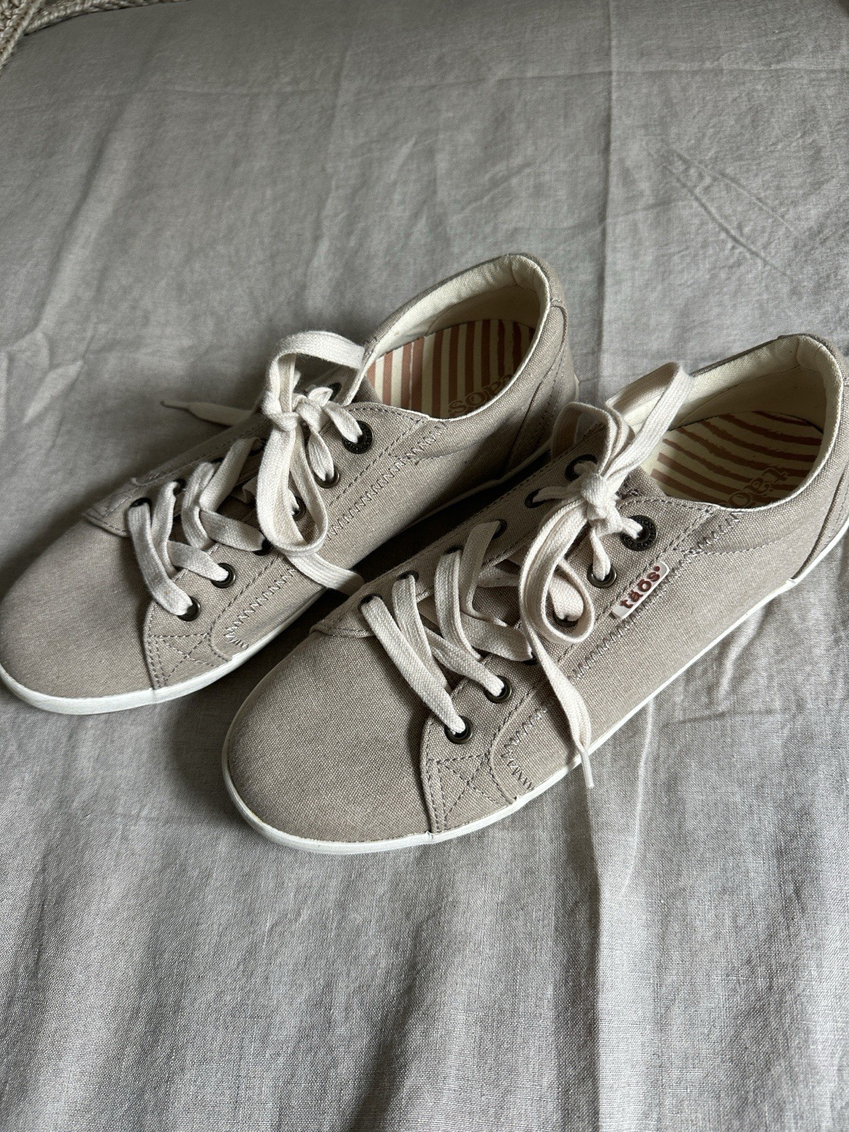Taos Star Canvas Sneakers Womens 10 Khaki Wash Tan Comfort Shoes EUC