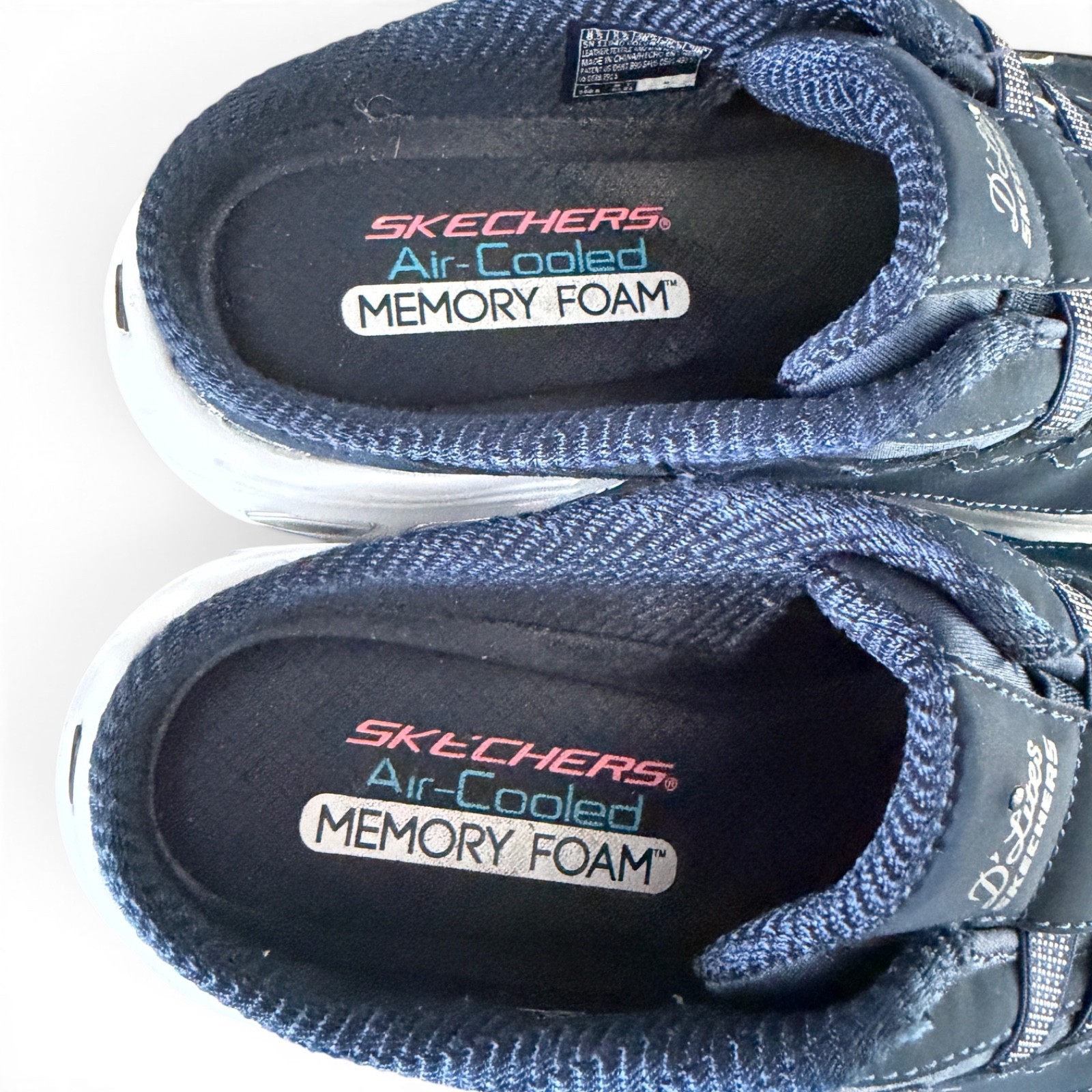 Skechers D’Lites 11940 Navy White Mule Clogs Air Cooled Memory Foam Women’s 8.5