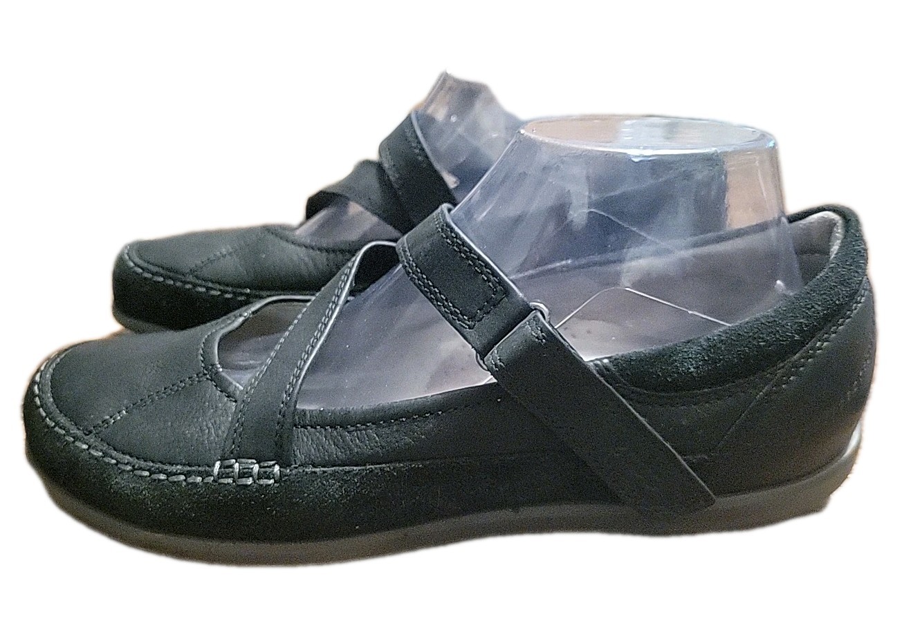 ECCO Cayla Mary Jane Shoes Size EU 42 Black Leather Suede Comfort Flat EUC