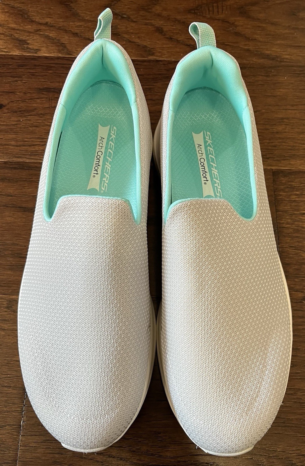 Skechers Women’s Arch Comfort Athletic Slip On Shoe Gray Teal 56126 Size 10