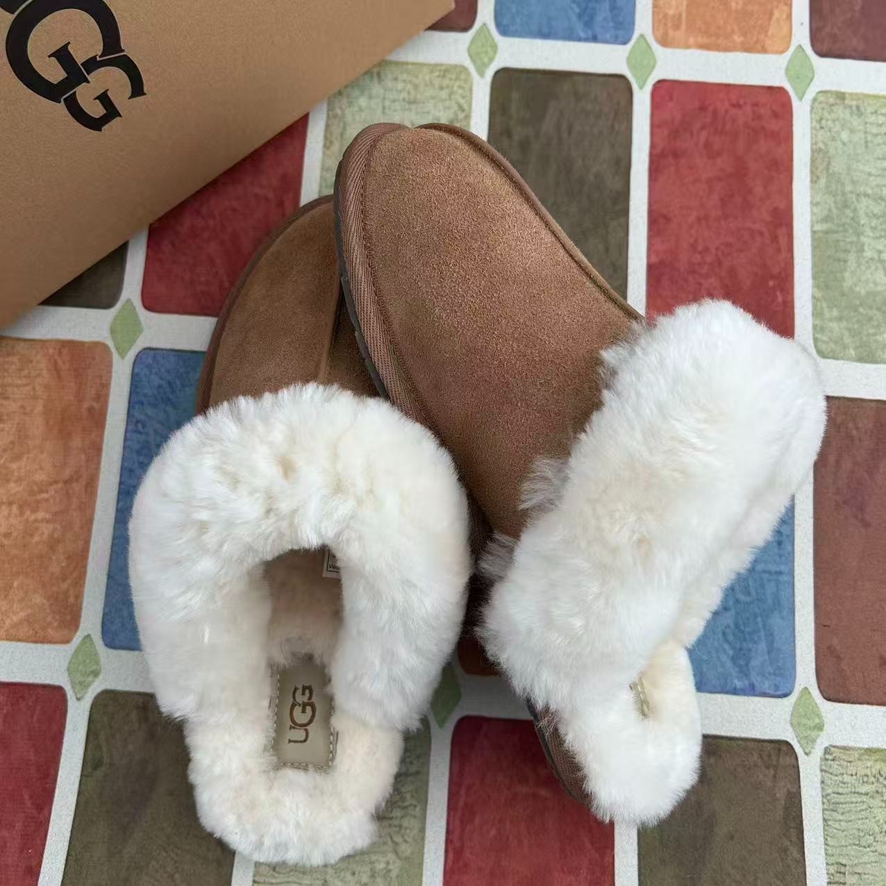 UGG Scuffette II Women’s Shoes Chestnut Suede Upper Wool Slippers with Box 6-11