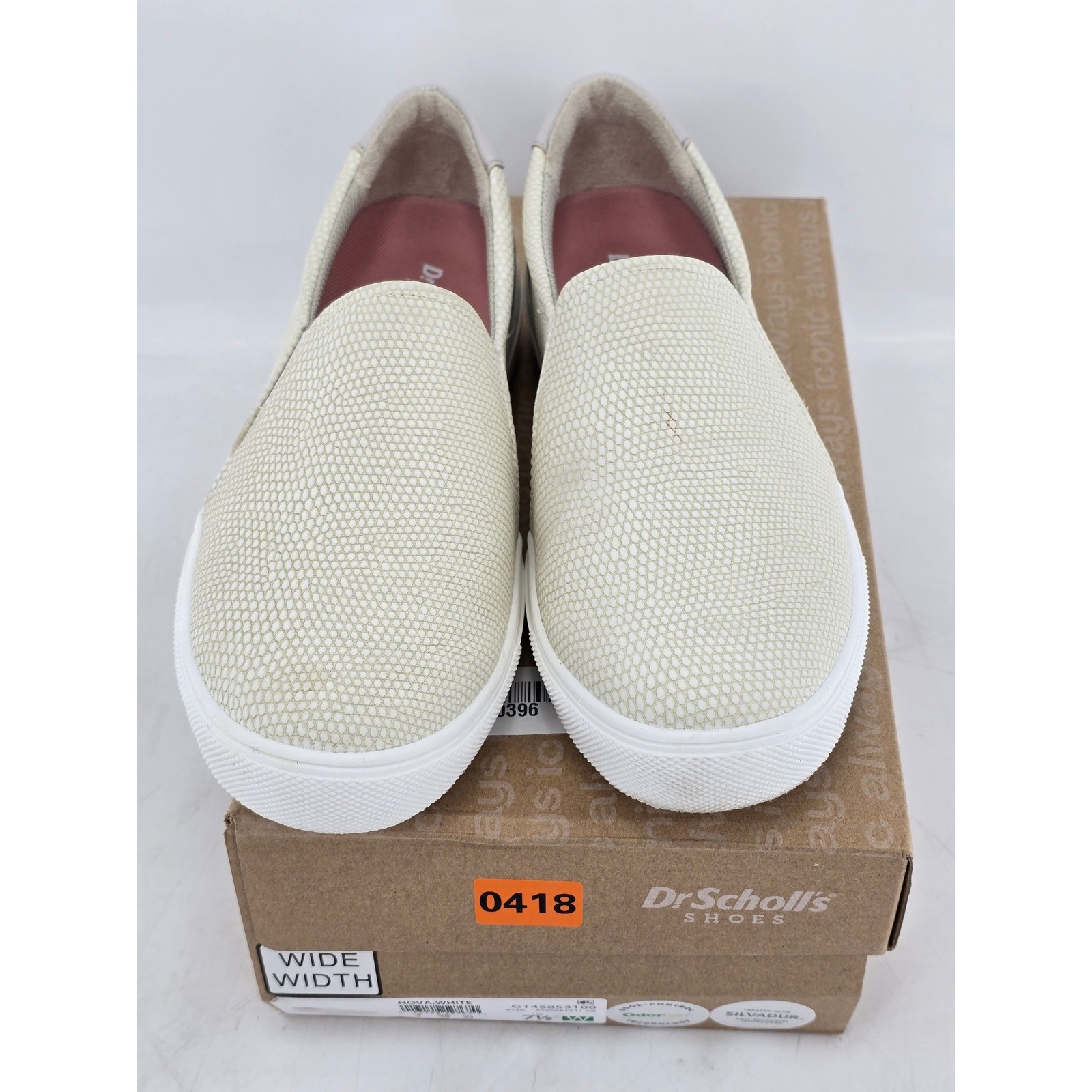 Dr. Scholl’s Nova Slip On Sneakers Womens 7.5W White Snake Pattern – Excellent