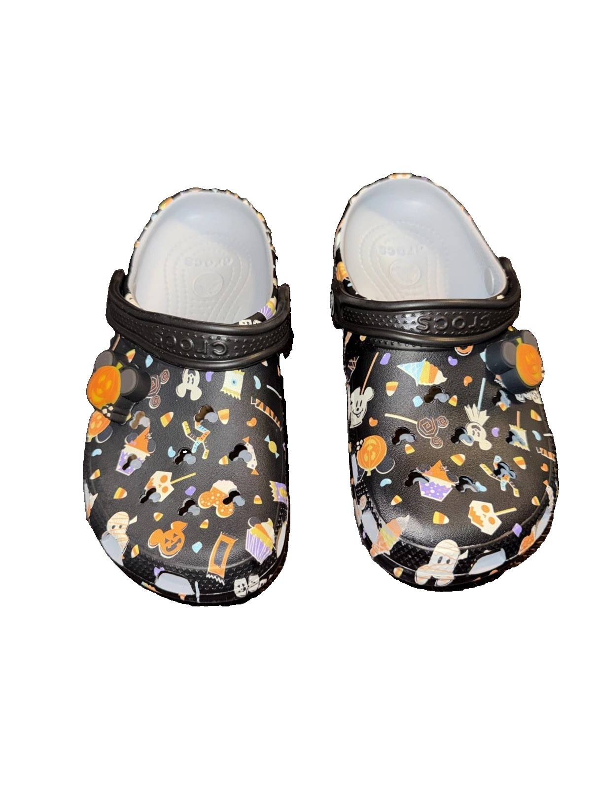 Disney Parks Halloween Crocs Snacks Treats M5 W7 Lights Up Mickey Pumpkin Clogs
