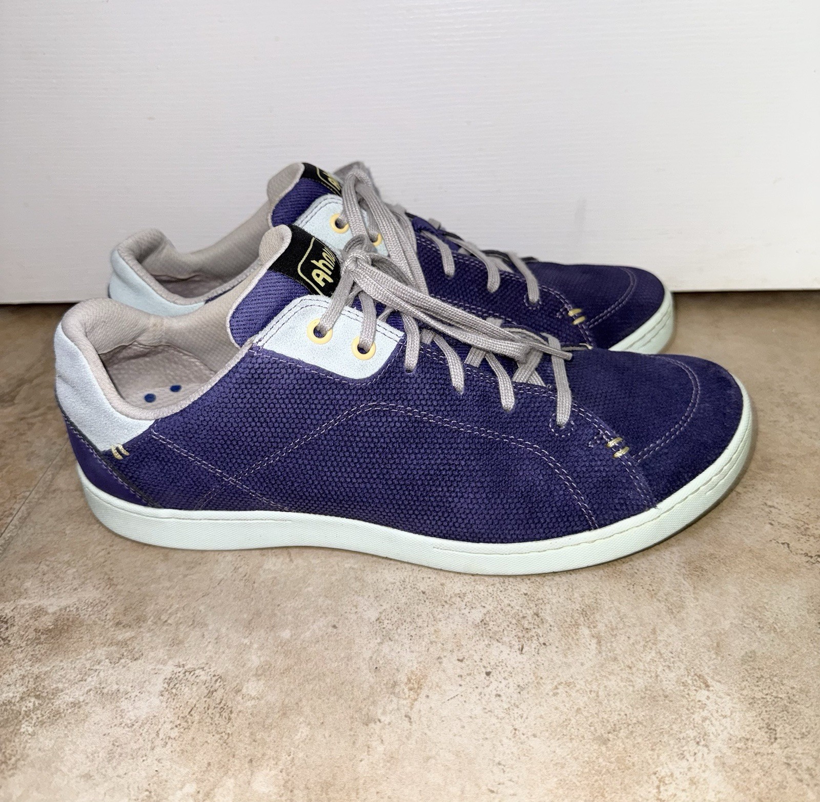 Ahnu Noe Womens SIZE 9 Blue Textured Suede Leather Casual Sneakers Shoes