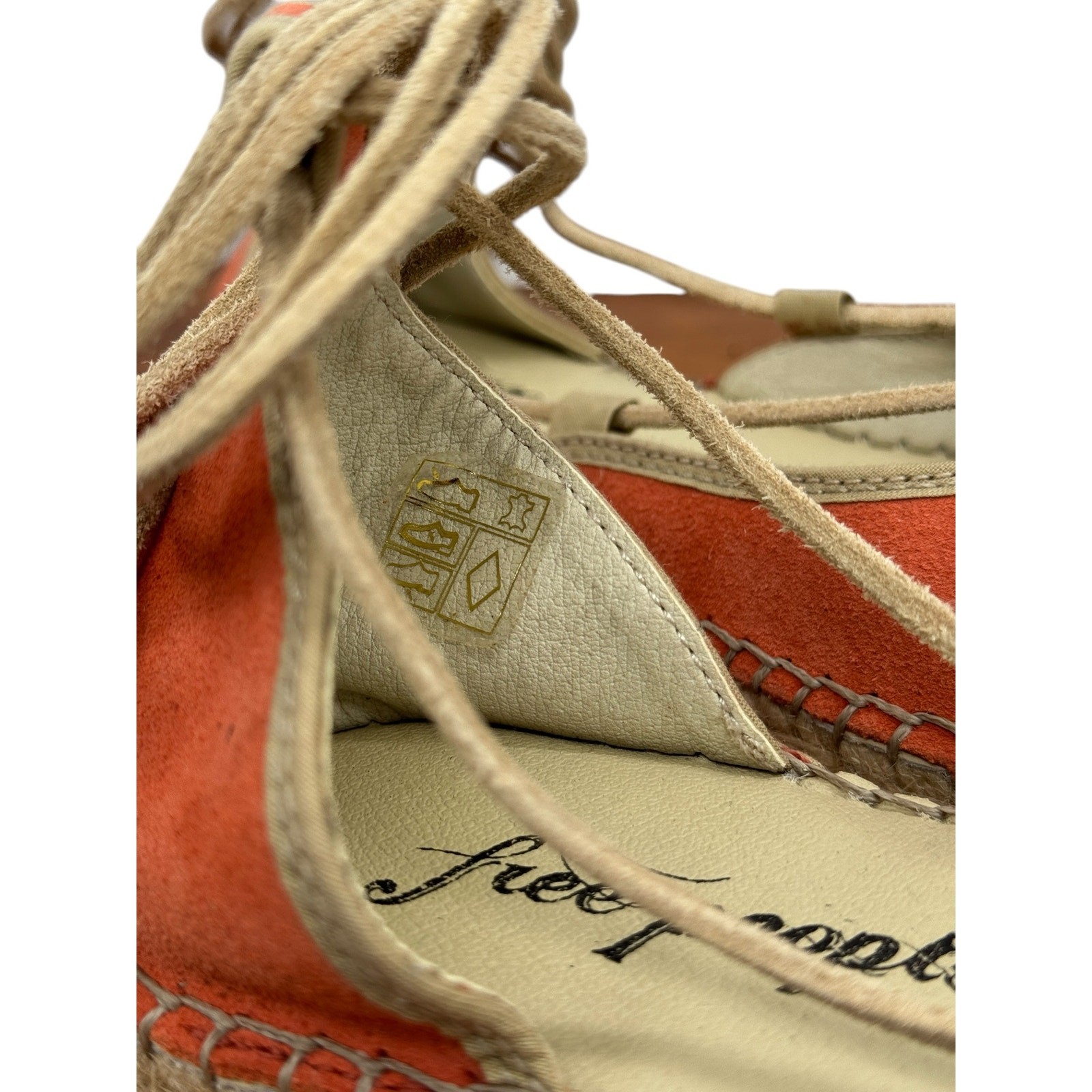 Free People Marina Espadrille Womens SZ 39 Coral Ankle Lace Up Boho Whimsy Suede