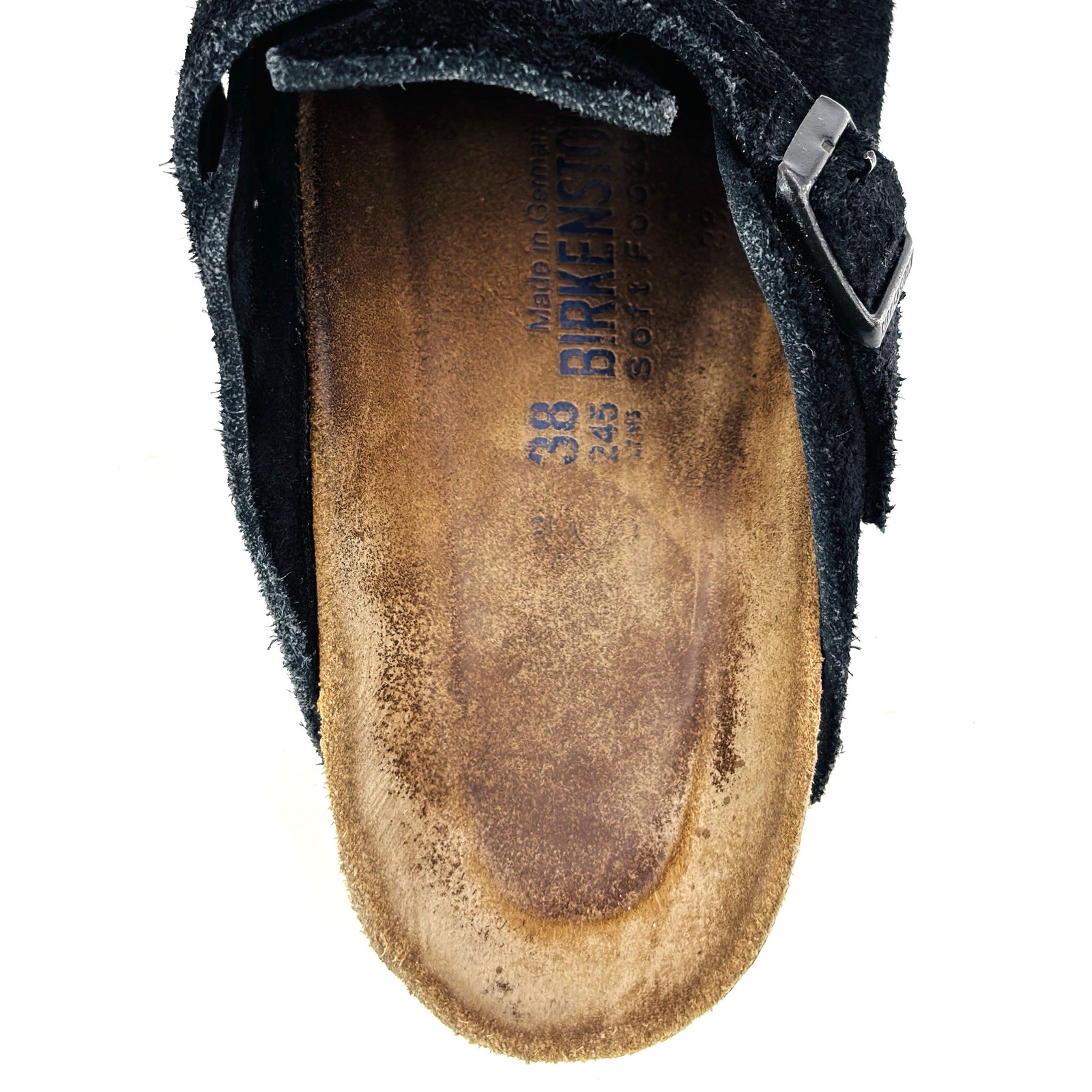 Soft Footbed Womens 7 38 Regular Birkenstock Boston Black Suede Leather Clogs