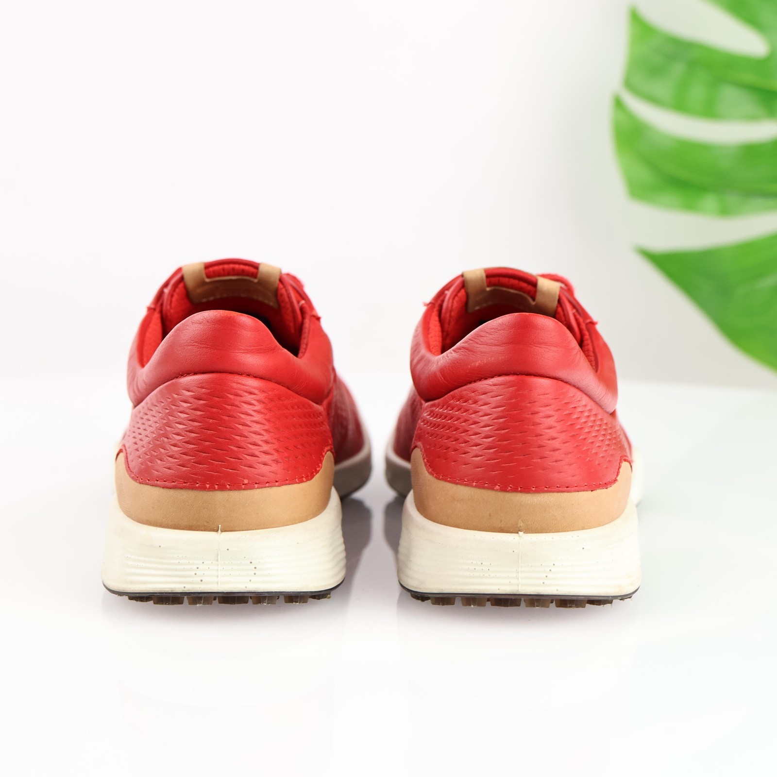 ECCO Womens S-Lite Golf Shoe Size 41 10 Waterproof Red Leather Spikeless Sneaker