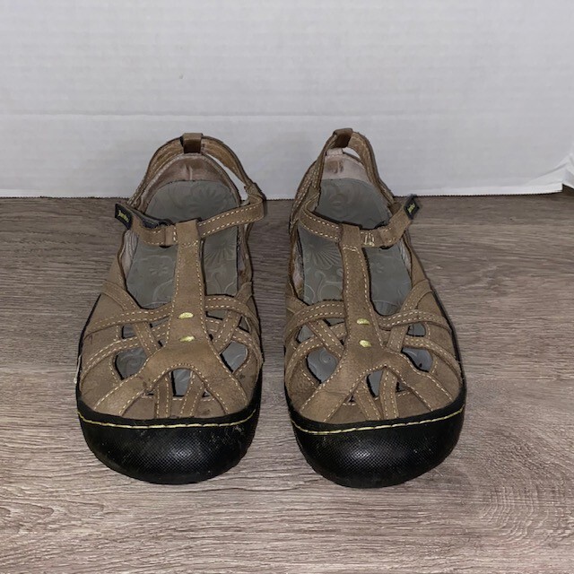 Jambu Dune Womens 8.5 Brown Leather Terra Fusion T-Strap Shoe