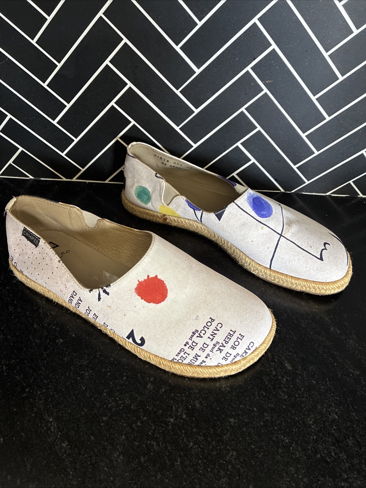 Camper Criro Abstract Espadrilles Slip Ons Womens EU 40 US 9/9.5 Run Small 8/8.5