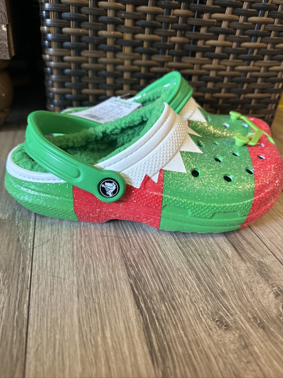 NWT Crocs Classic Lined Holiday Christmas Elf Fur Lined Clogs Shoes Size M5/W7