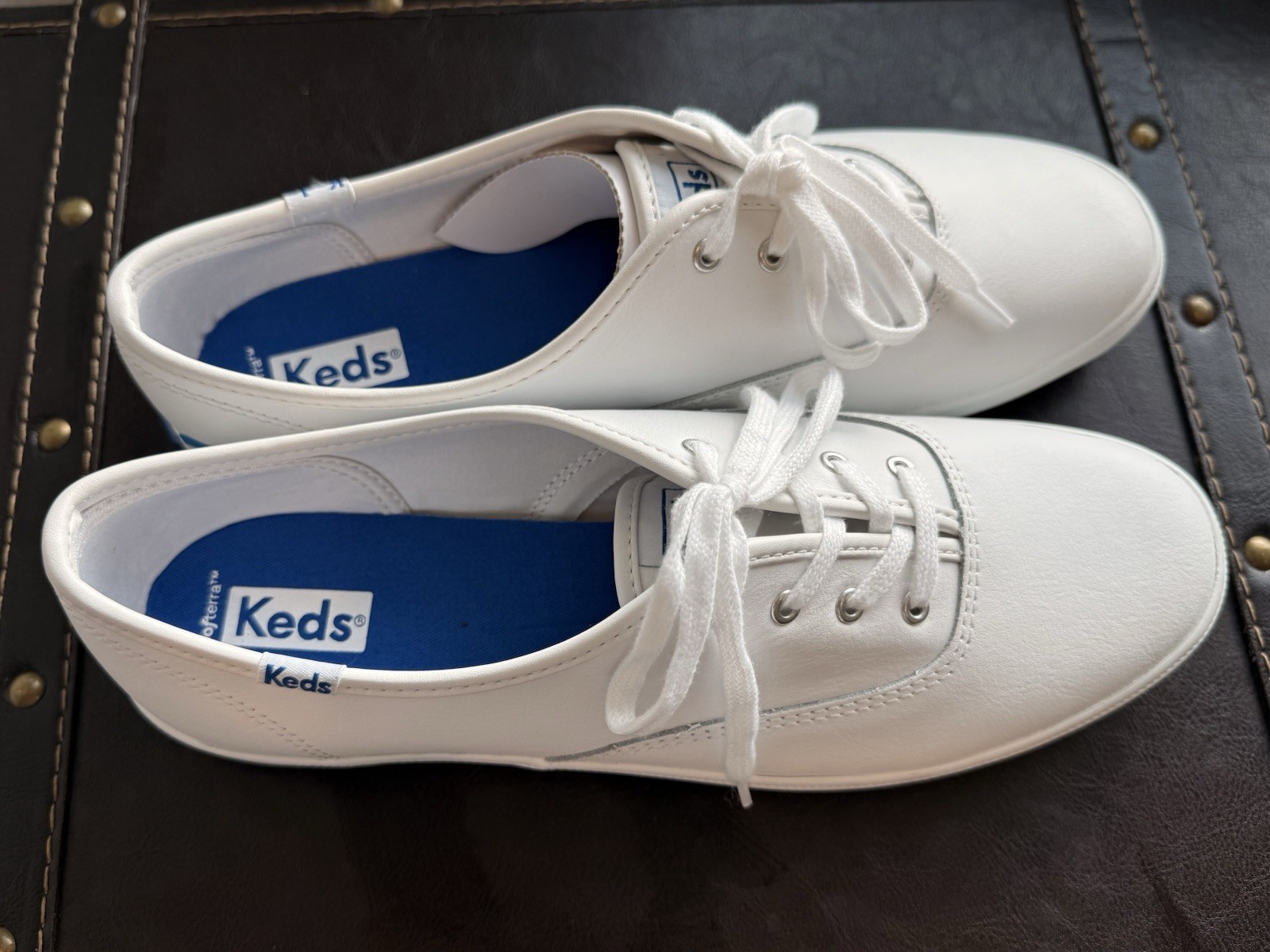 Keds Women’s Champion Original Leather Sneakers, White Leather, 9.5 M (US) NEW