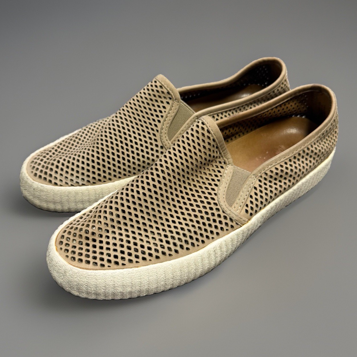 Frye Camille Slip On Sneakers Women’s 7 Brown Perforated Leather Laser Cut