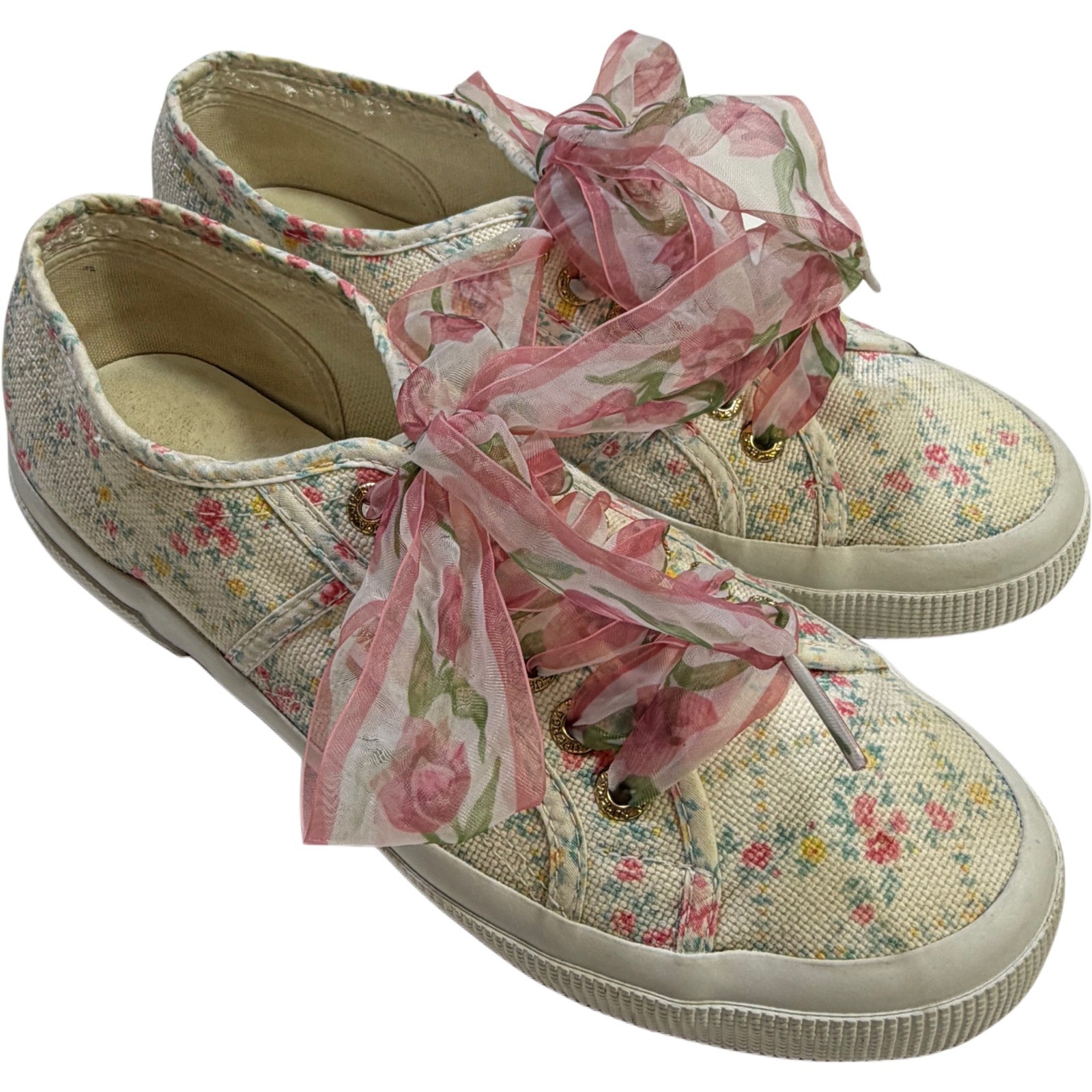 LoveShackFancy x Superga Floral Coquette Cottagecore Ribbon Sneakers US 8