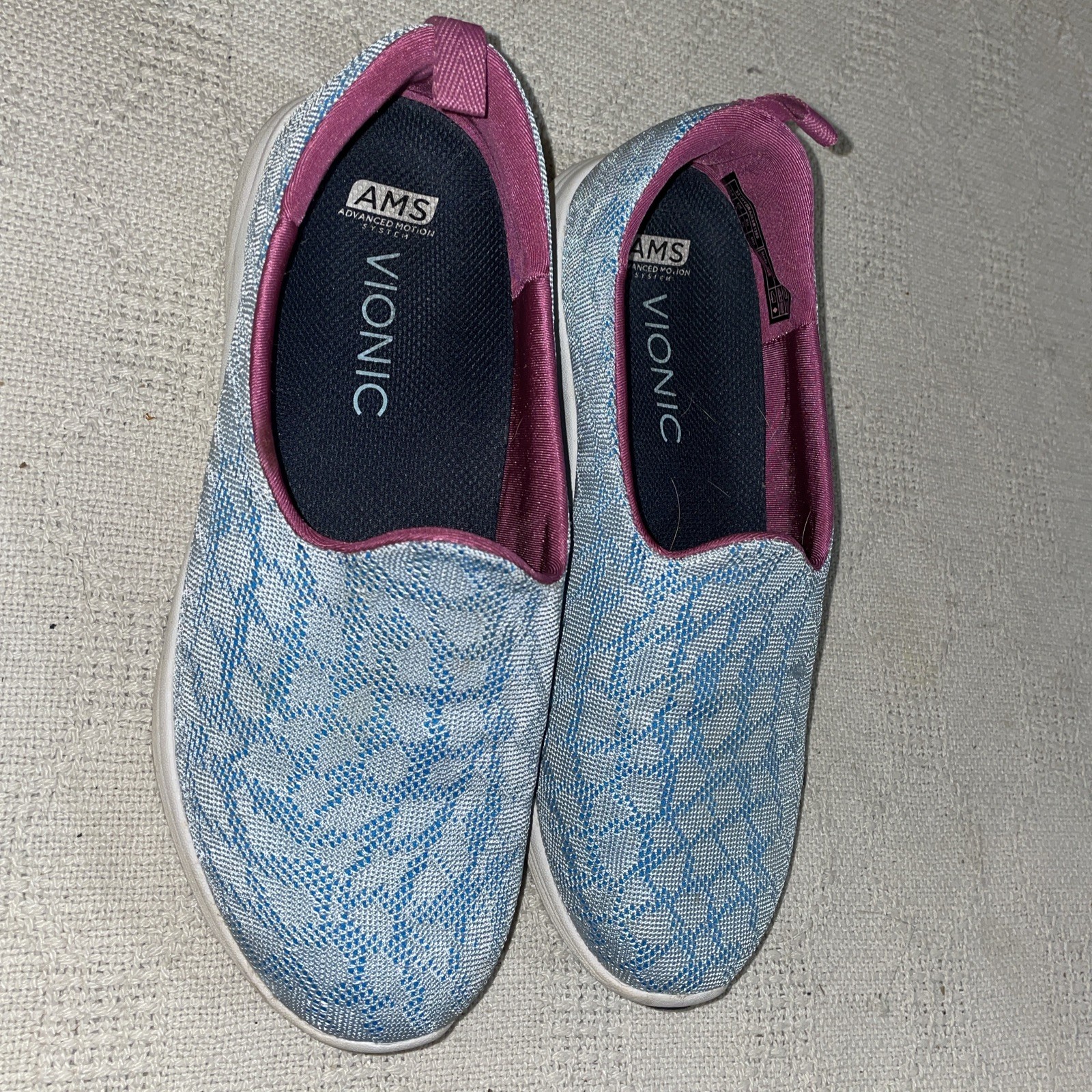 Vionic Womens Sport Shoes Size 8 M Blue Fabric Athleisure Activewear Fun