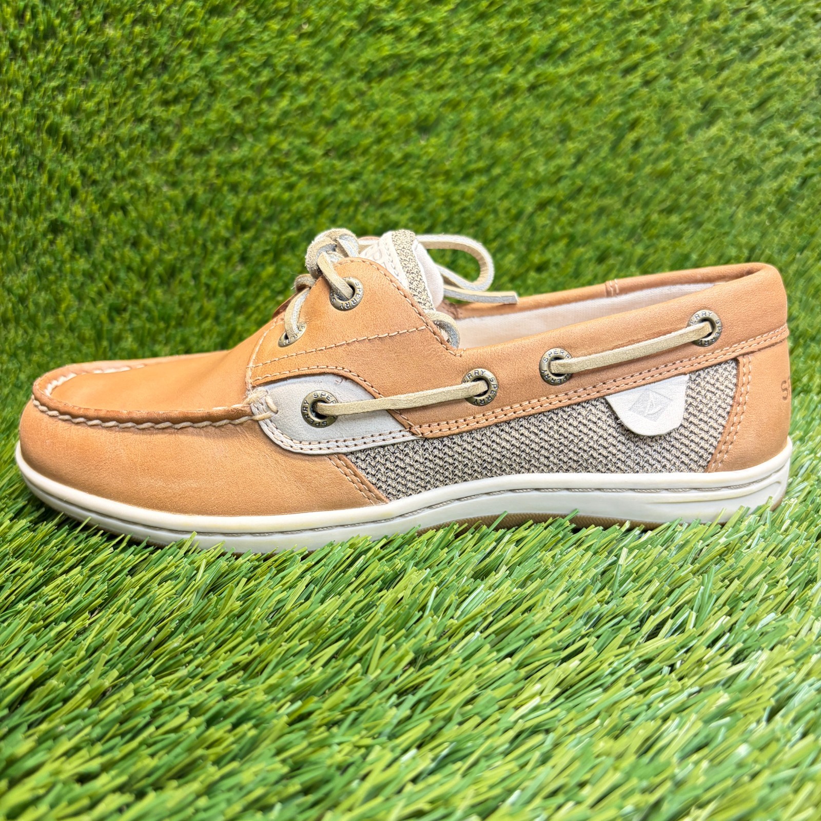 Sperry Koifish Womens Size 5.5 Brown Beige Outdoor Leather Slip On Boat Shoes