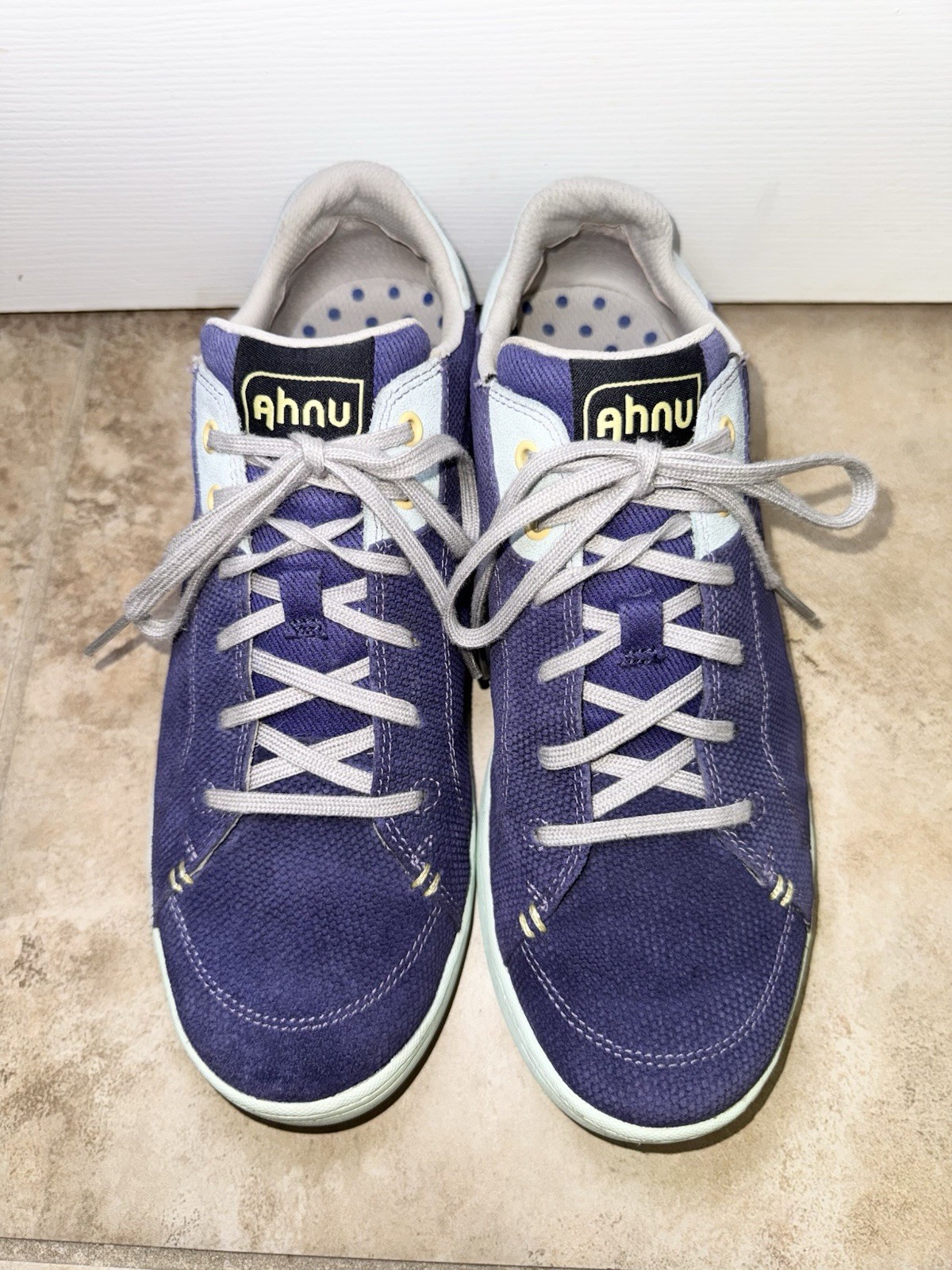 Ahnu Noe Womens SIZE 9 Blue Textured Suede Leather Casual Sneakers Shoes