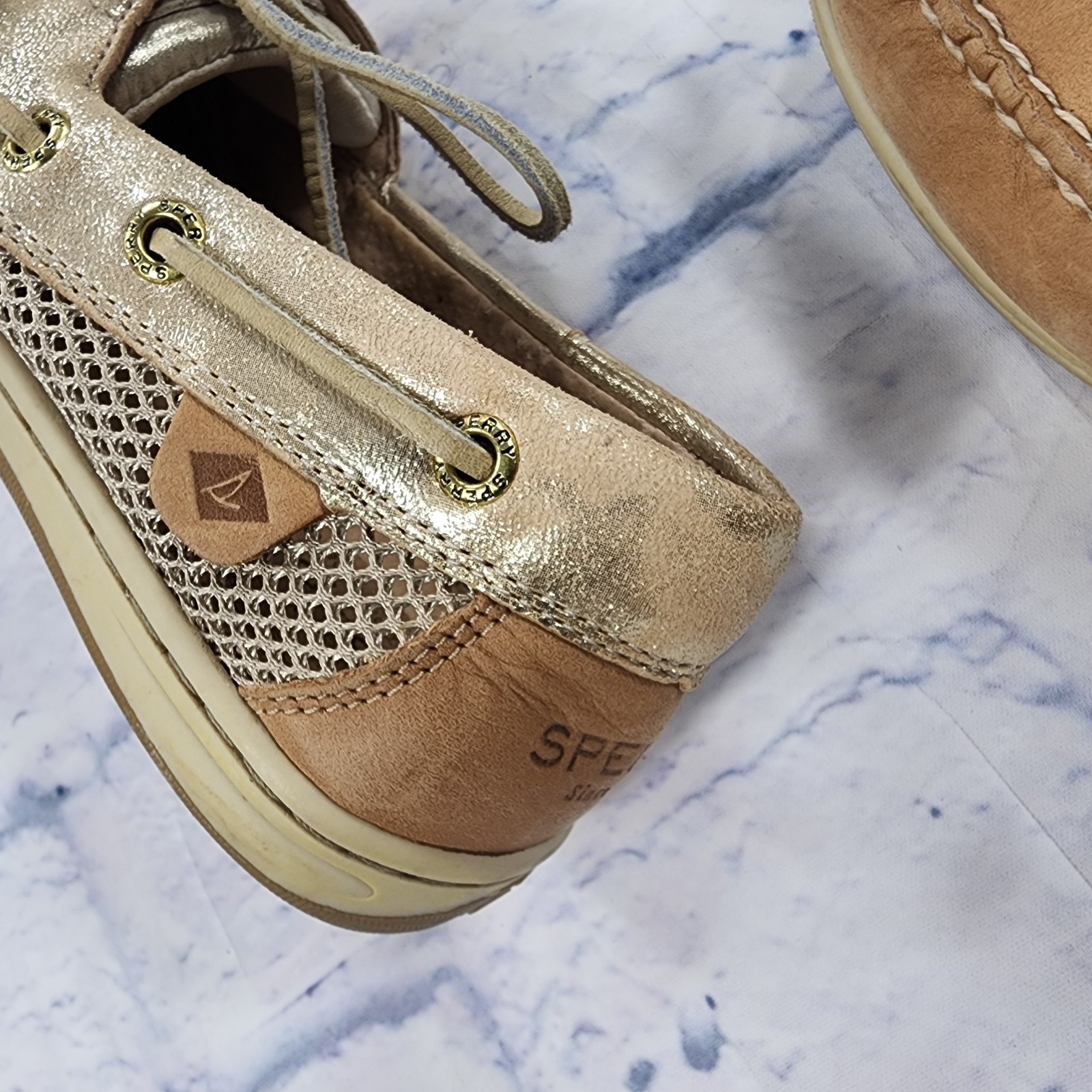 Sperry WOMENS 8.5 Koifish Leather Boat Shoes Beige STS95769