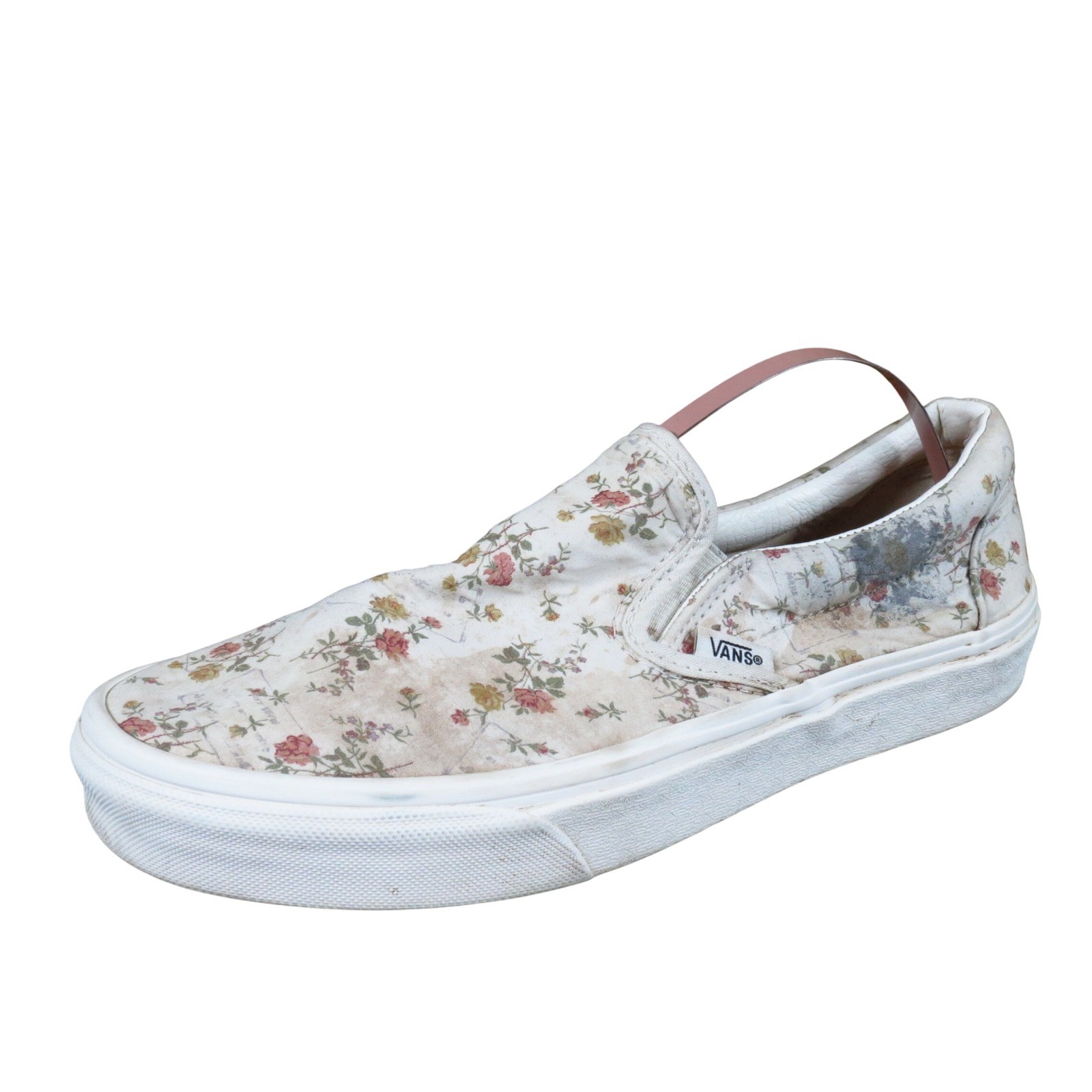 Vans Classic Slip On Women 8.5 Skate Shoes Vintage Floral Marshmallow Canvas