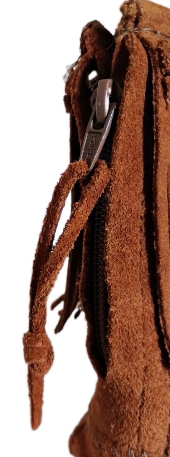NWOB “Minnetonka” Brown Suede High Top Back Zipper Moccasin Boots US-11