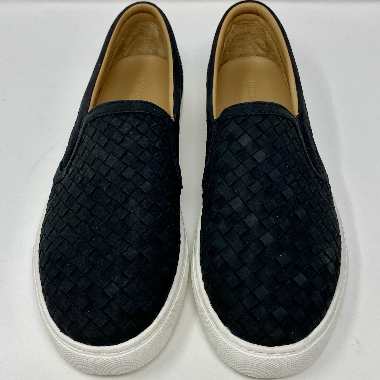 Quince 100% Handwoven Leather Slip On Sneaker Black Shoes 10