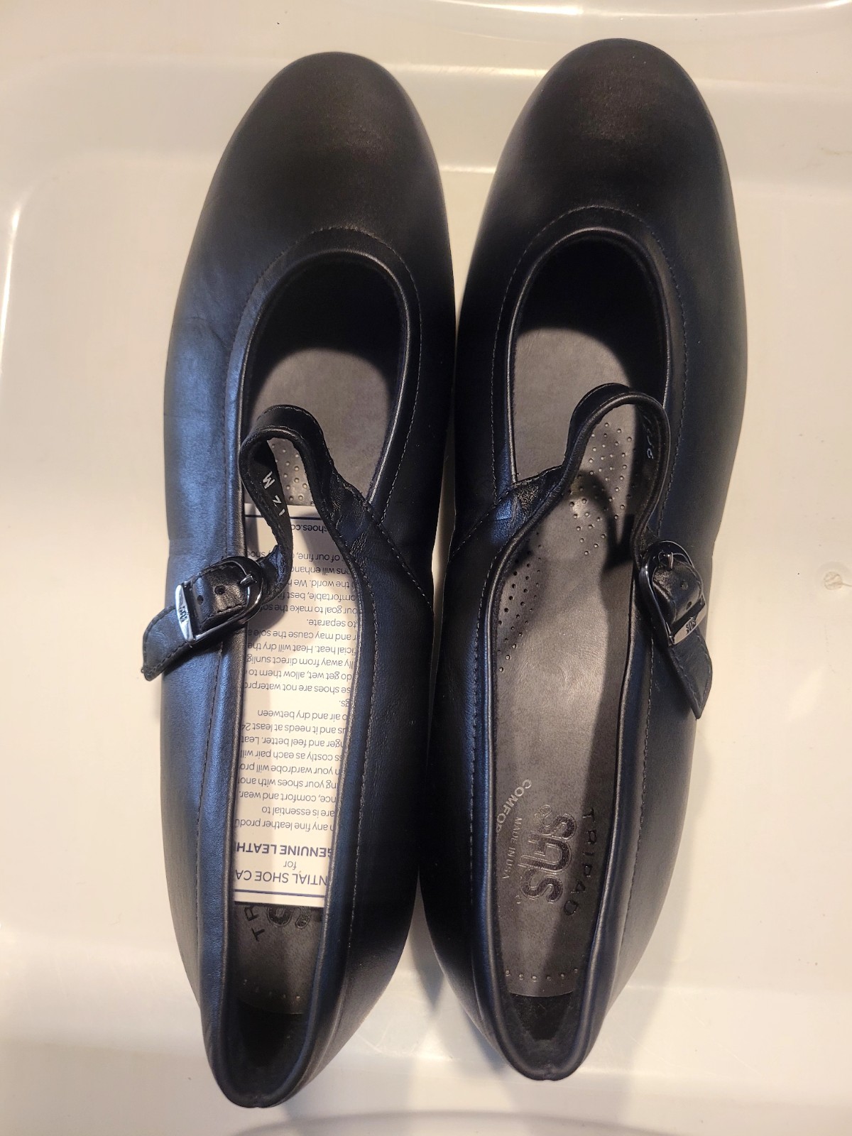 SAS Maria Leather Mary Jane Flats Black Tripad Comfort Shoe Women’s 12M