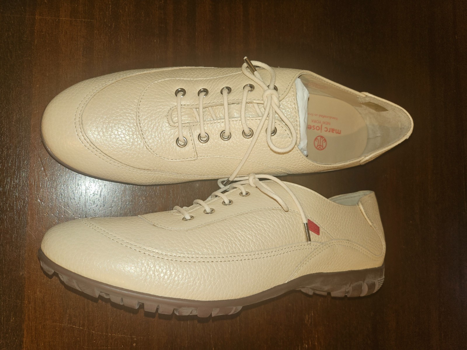 Marc Joseph Hampton Golf All Leather Oxfords Lace Up Shoes Beige Size 11