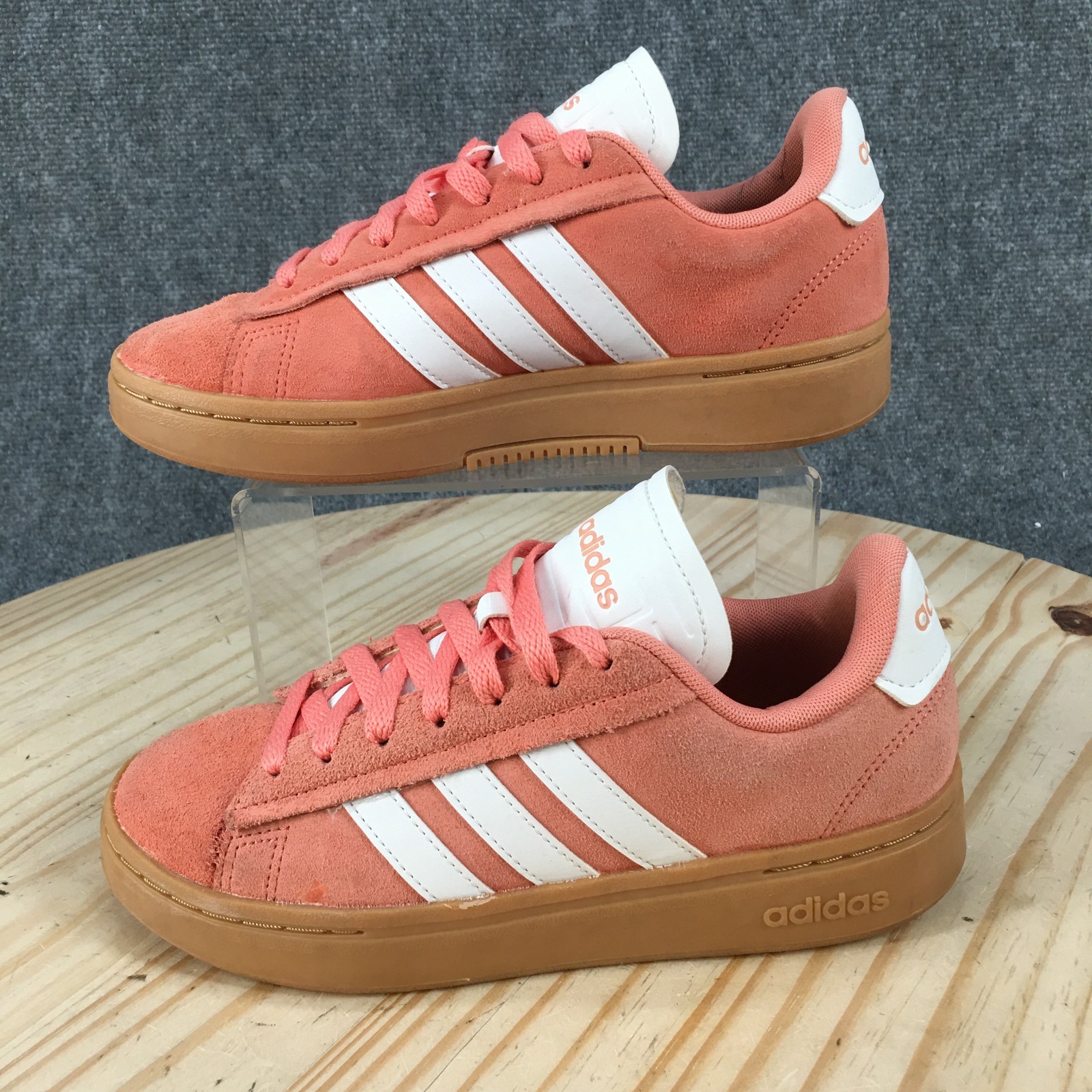 Adidas Grand Court Alpha Shoes Womens 6 M Sneakers Casual ID9847 Suede Peach
