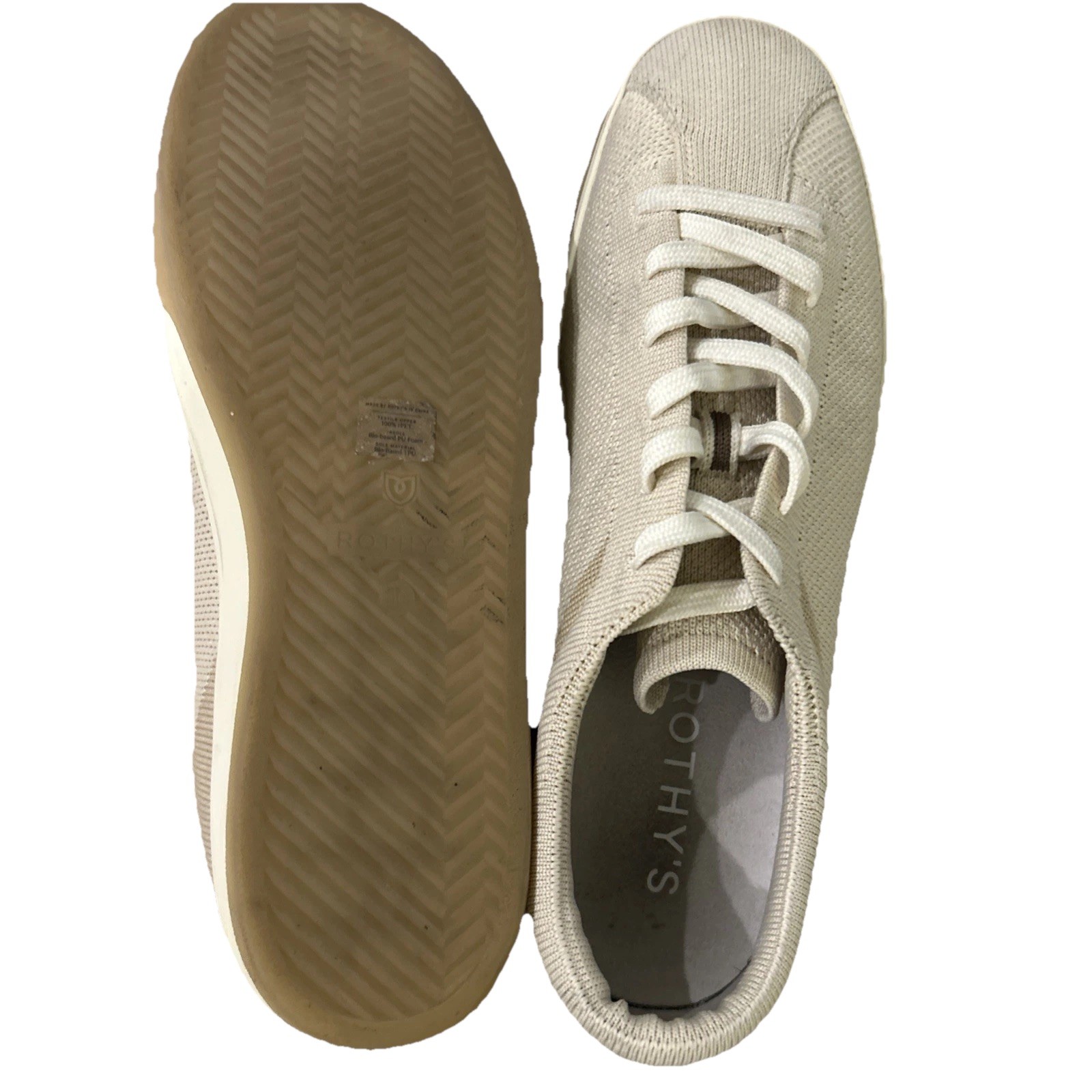 Rothy’s The Lace Up Washable Mesh Sneaker Beige Women’s 10 Casual Comfort