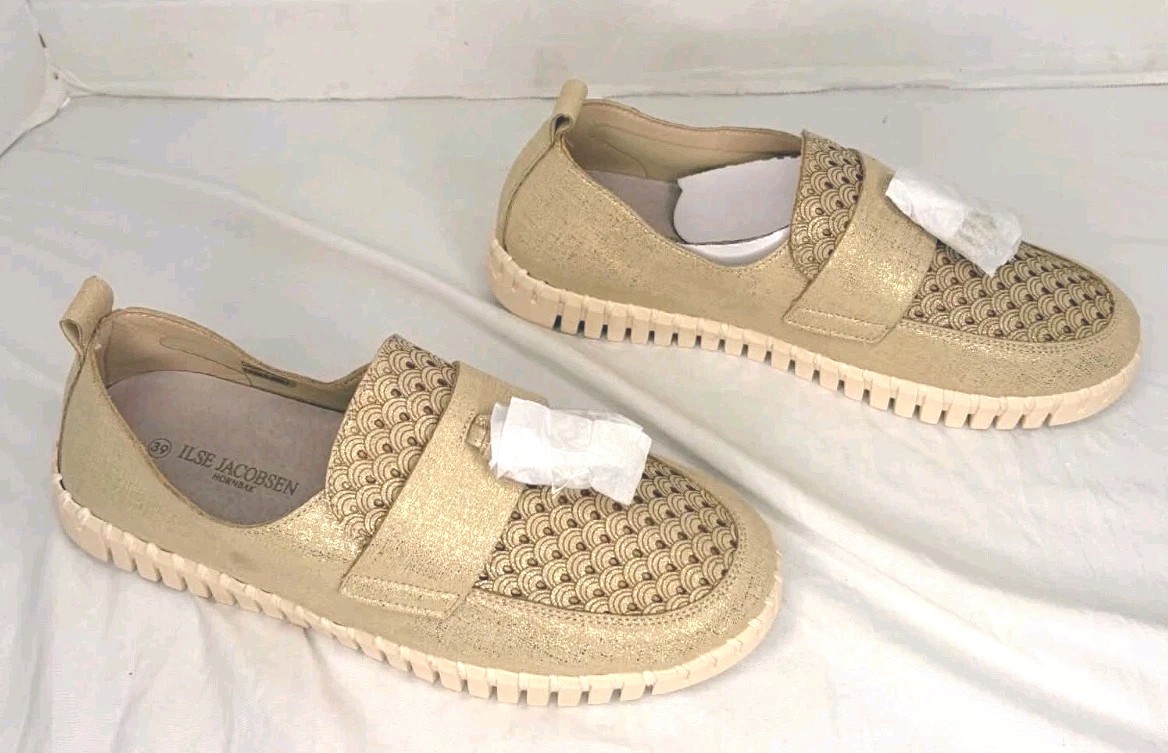 Ilse Jacobsen Leather Slip-On Sneakers Tassle Loafer Tulip 3890-Platin 39 8-8.5