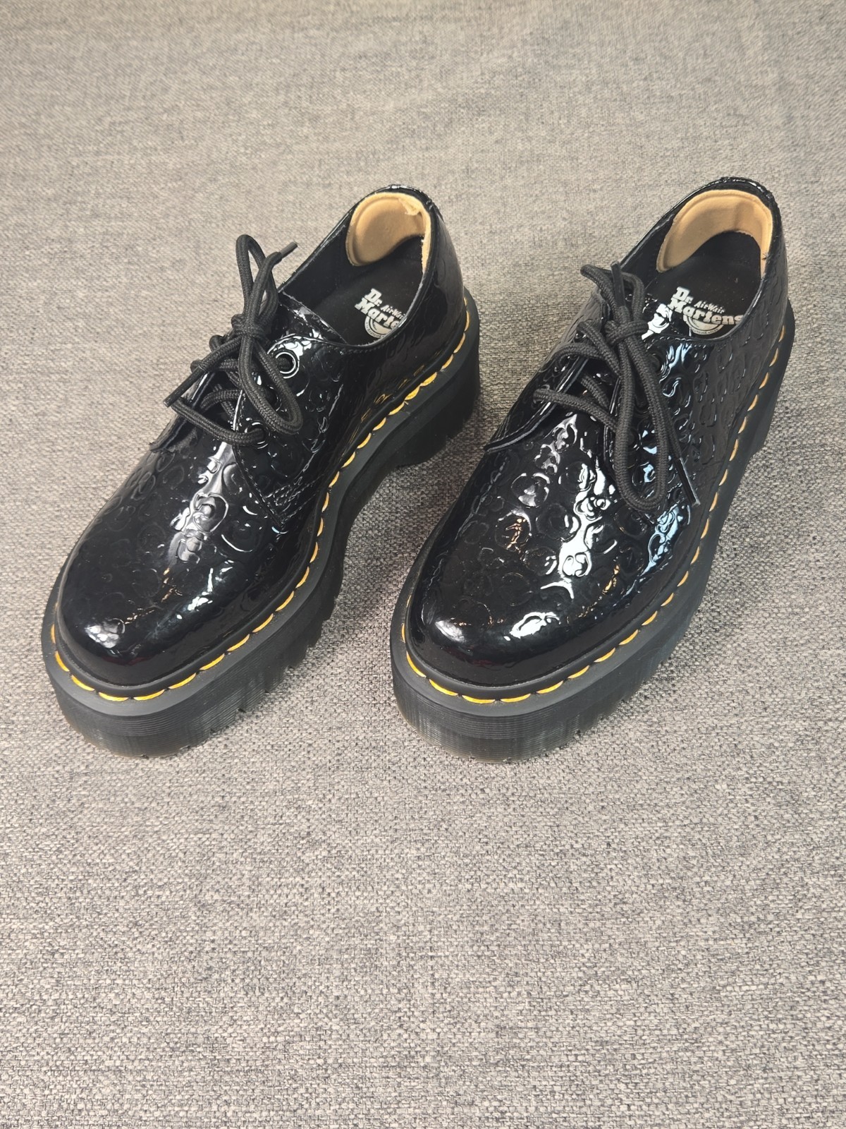 DR Martens Women’s Sz 6 Leopard Emboss Patent Leather 1461 27136 PLATFORM Shoes
