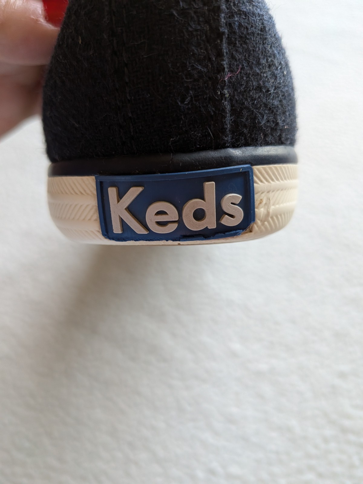 KEDS Classic Champion Women Size 8 Navy Brown Leather Trim Lace Up Sneakers